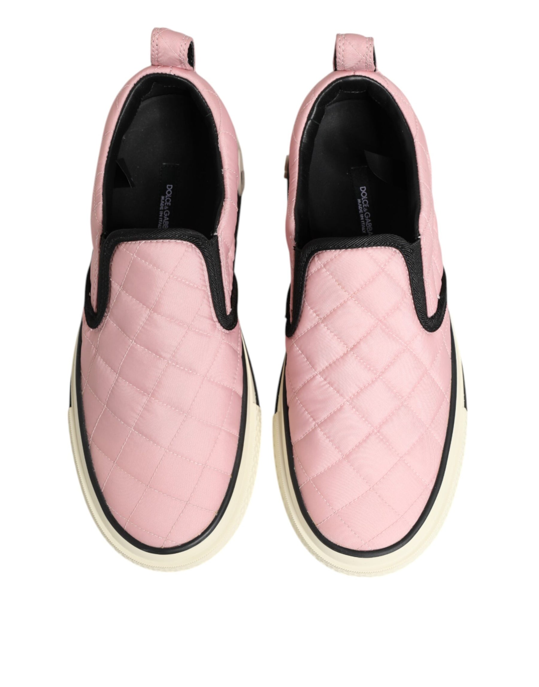 Dolce & Gabbana Pink Quilted Nylon Slip-On Sneaker Shoes | Regal Royce
