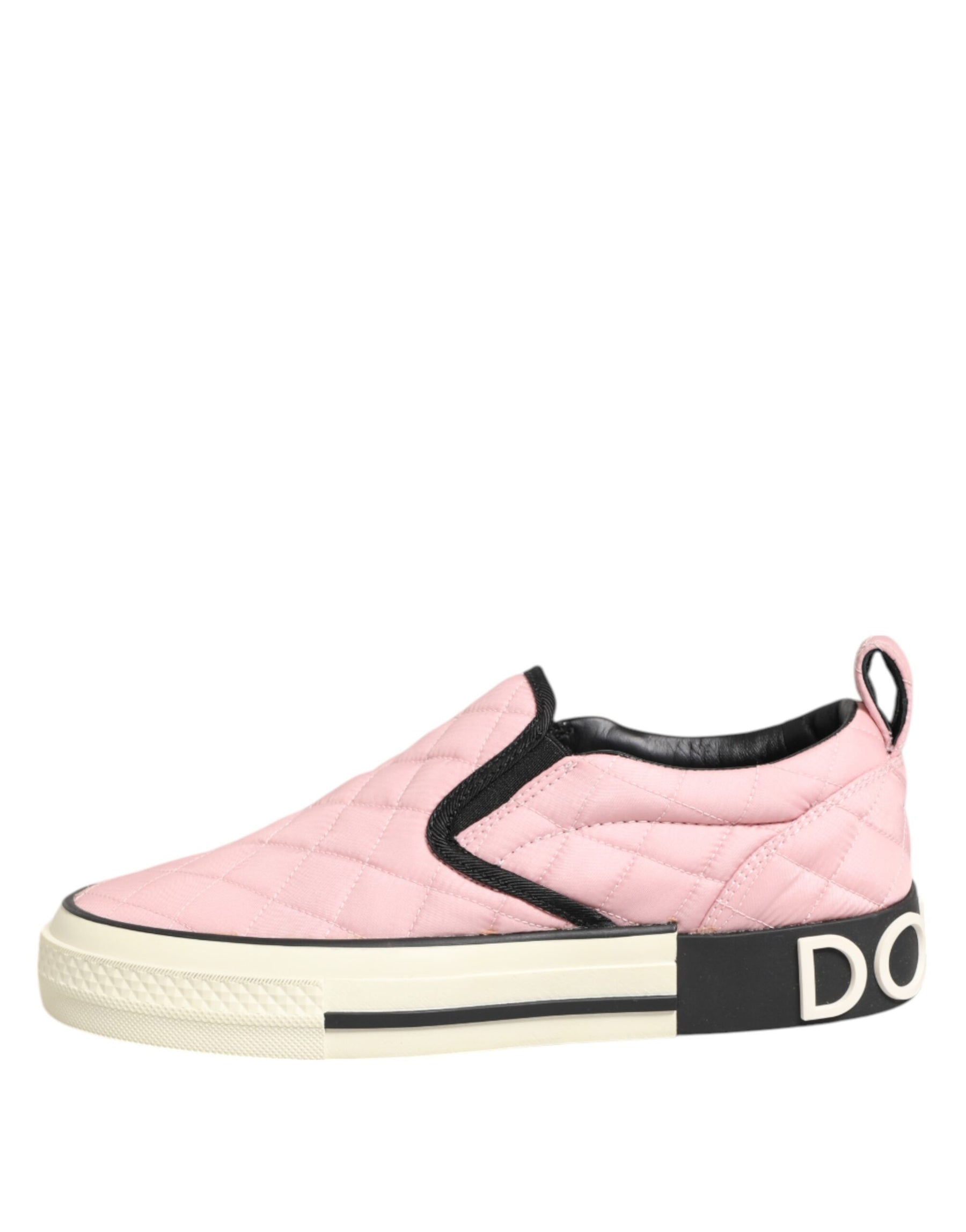Dolce & Gabbana Pink Quilted Nylon Slip-On Sneaker Shoes | Regal Royce