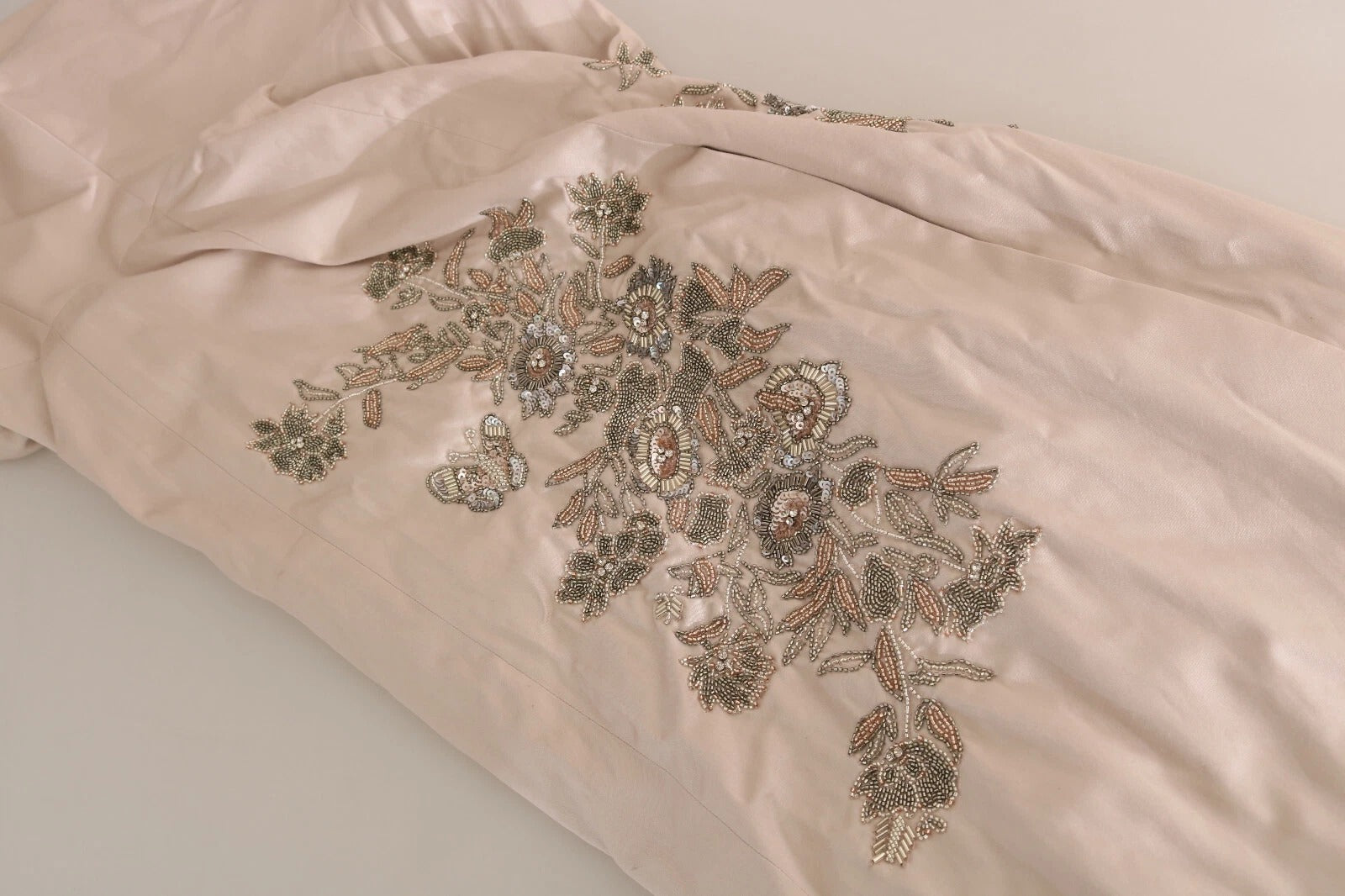 Dolce & Gabbana Beige Sequined Flower Flare Ball Gown Dress | Regal Royce