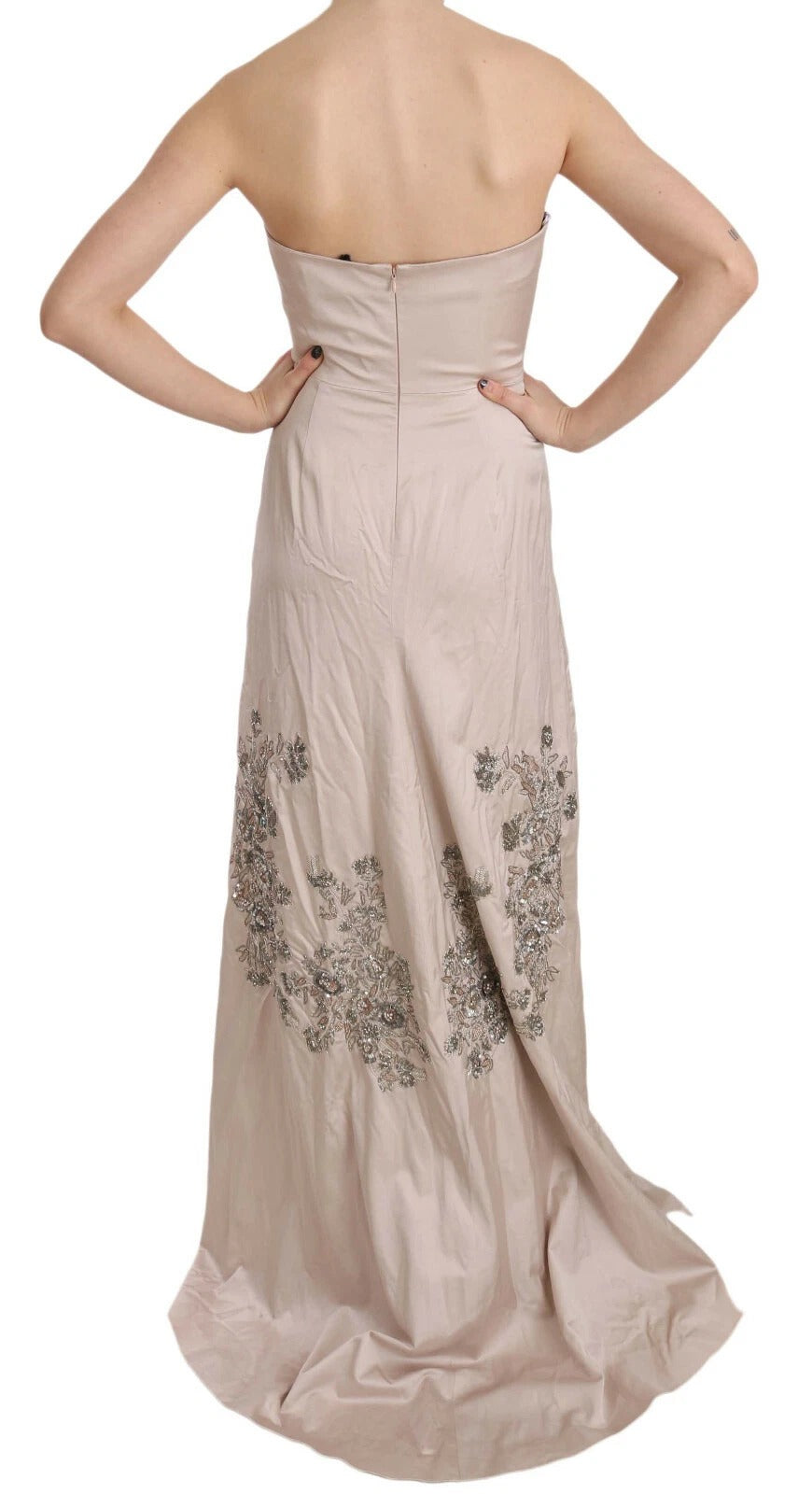 Dolce & Gabbana Beige Sequined Flower Flare Ball Gown Dress | Regal Royce