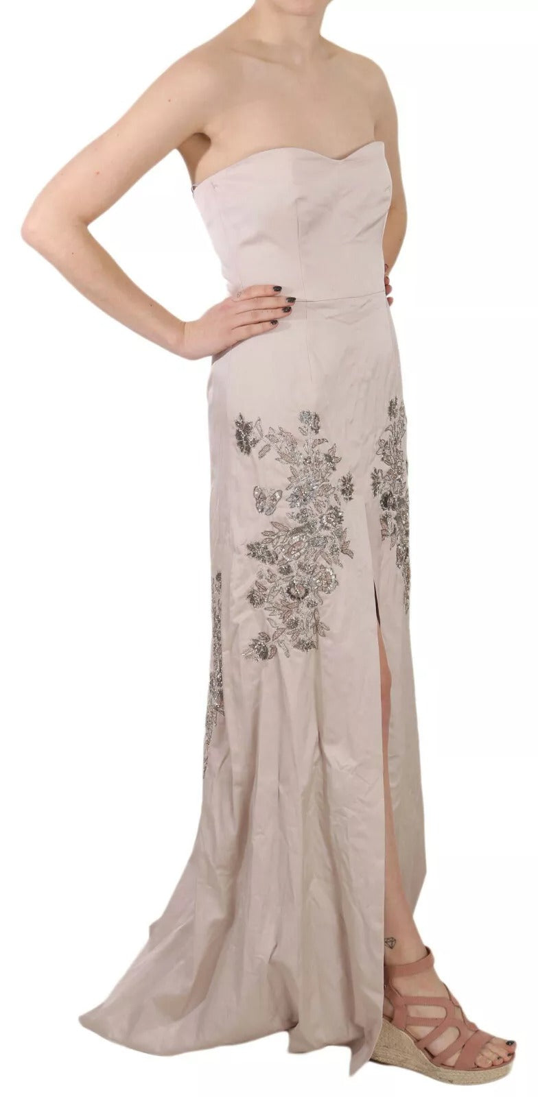 Dolce & Gabbana Beige Sequined Flower Flare Ball Gown Dress | Regal Royce