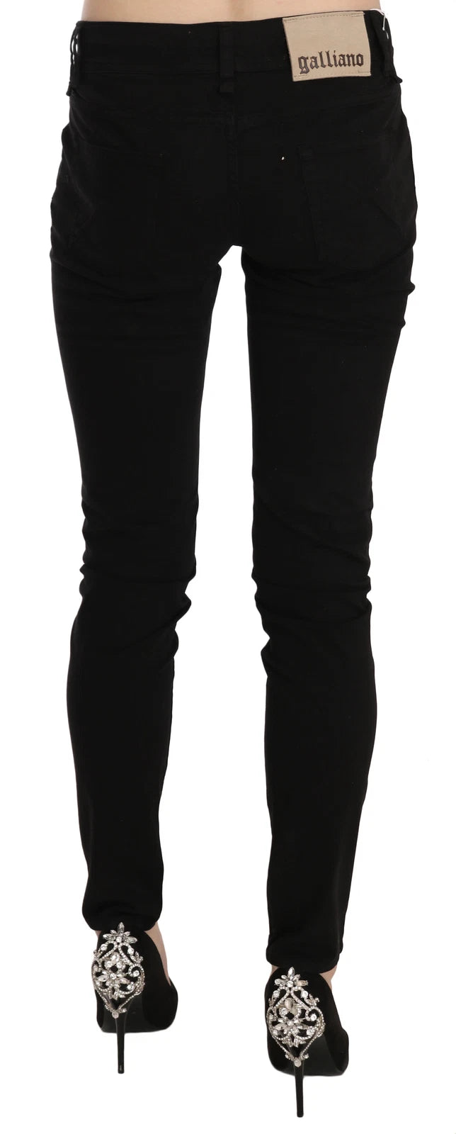 John Galliano Black Mid Waist Slim Fit Skinny Denim Casual Pants Jeans | Regal Royce