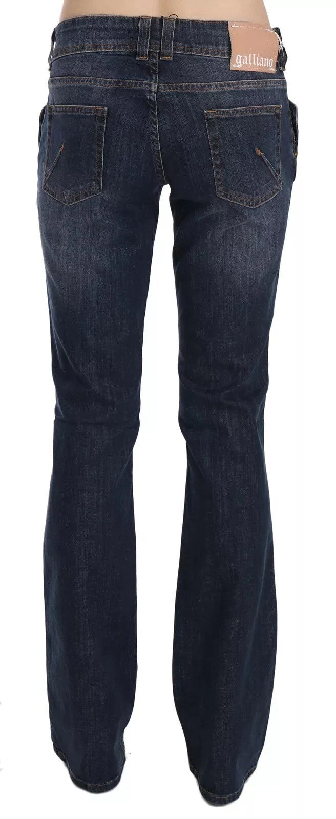 John Galliano Blue Washed Mid Waist Flared Denim Casual Pants Jeans | Regal Royce