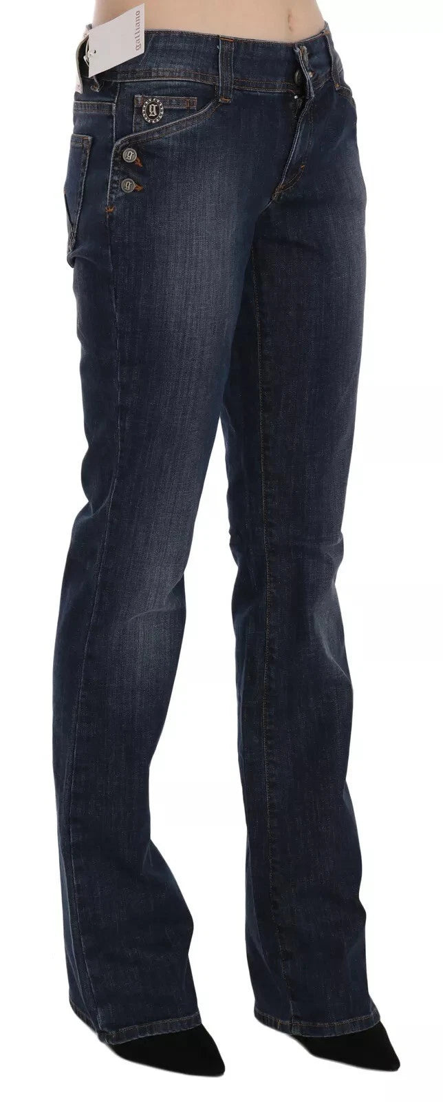 John Galliano Blue Washed Mid Waist Flared Denim Casual Pants Jeans | Regal Royce