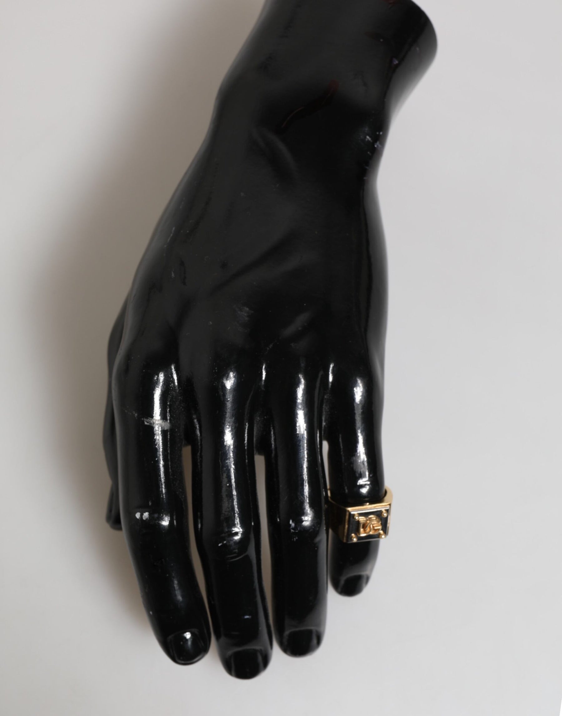 Dolce & Gabbana Gold Tone Brass Signet Square DG Logo Plaque Men Ring | Regal Royce