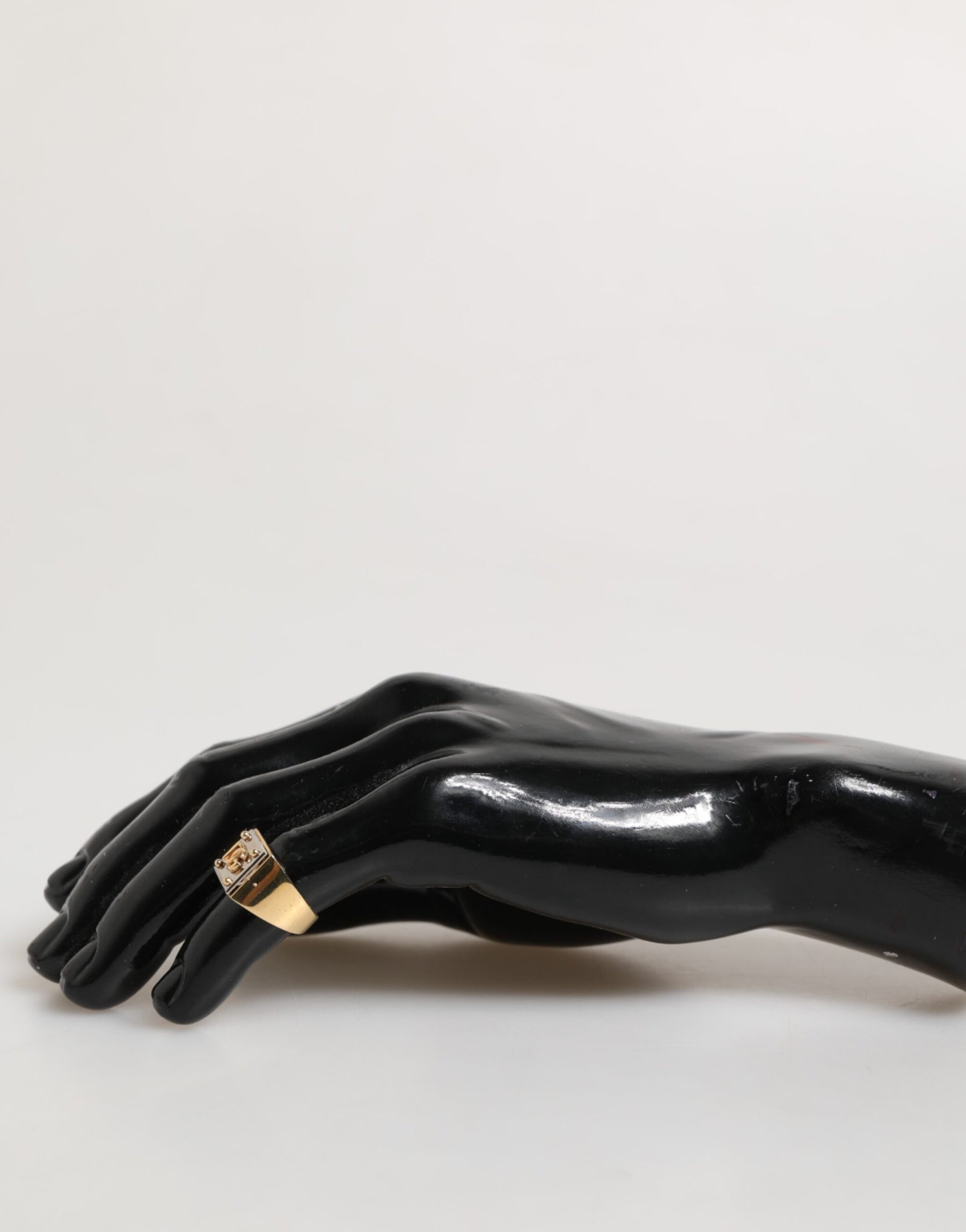 Dolce & Gabbana Gold Tone Brass Signet Square DG Logo Plaque Men Ring | Regal Royce