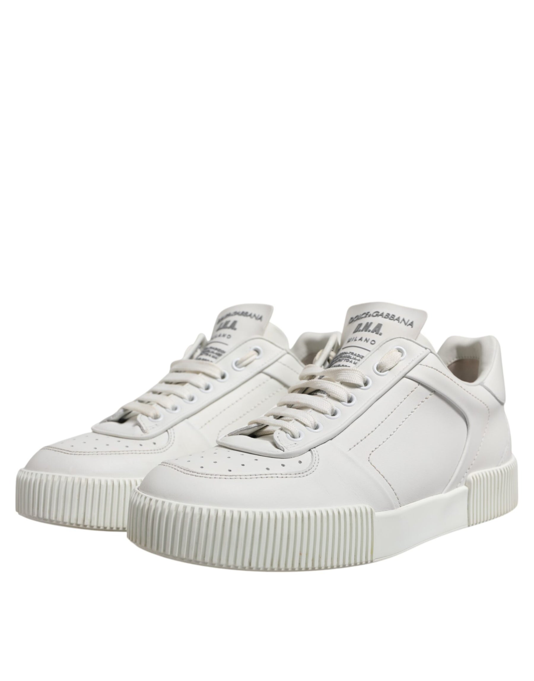 Dolce & Gabbana White Miami Leather Low Top Sneakers Men Shoes | Regal Royce