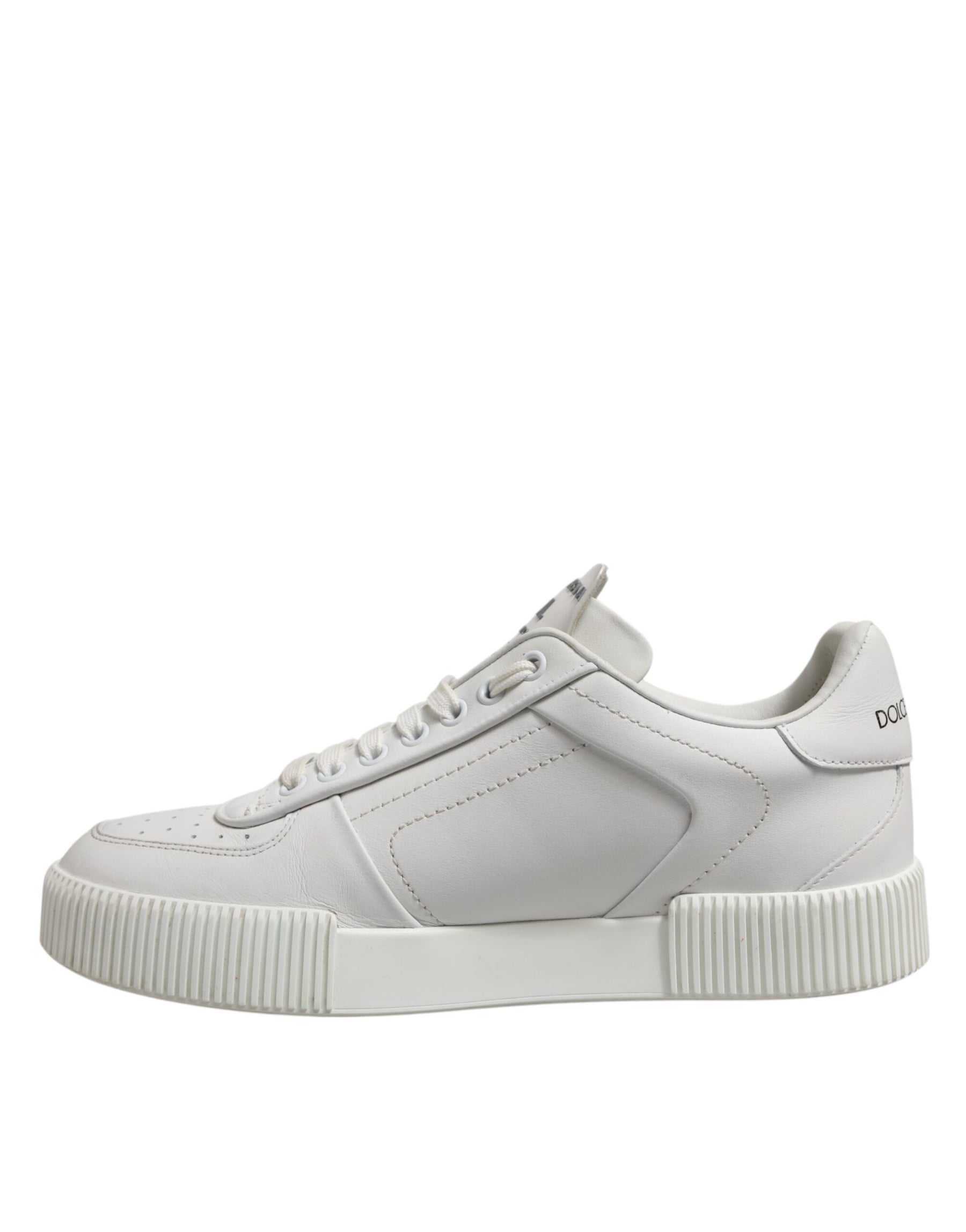 Dolce & Gabbana White Miami Leather Low Top Sneakers Men Shoes | Regal Royce