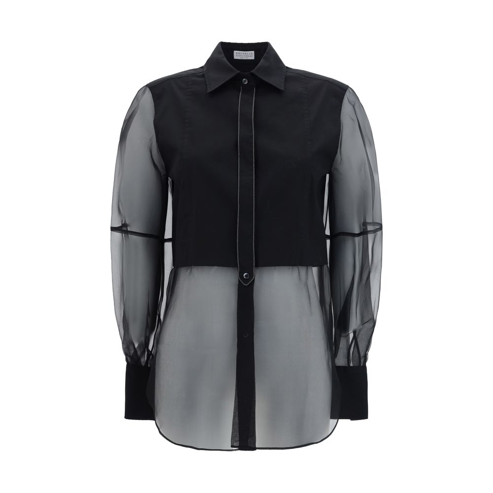 Brunello Cucinelli Black Cotton Pattern Shirt | Regal Royce