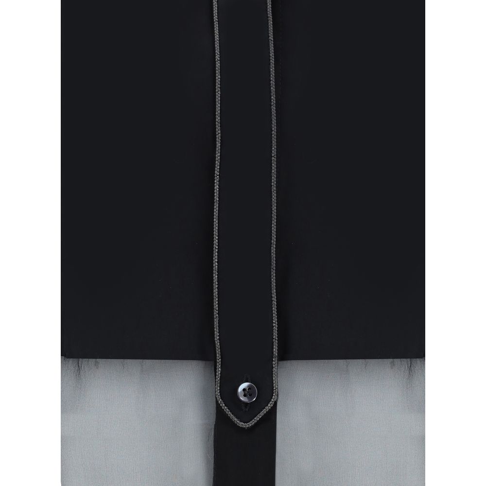 Brunello Cucinelli Black Cotton Pattern Shirt