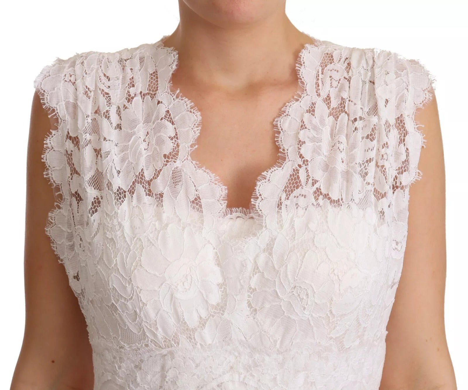 Dolce & Gabbana White Flower Lace Corsage Long Maxi Dress | Regal Royce
