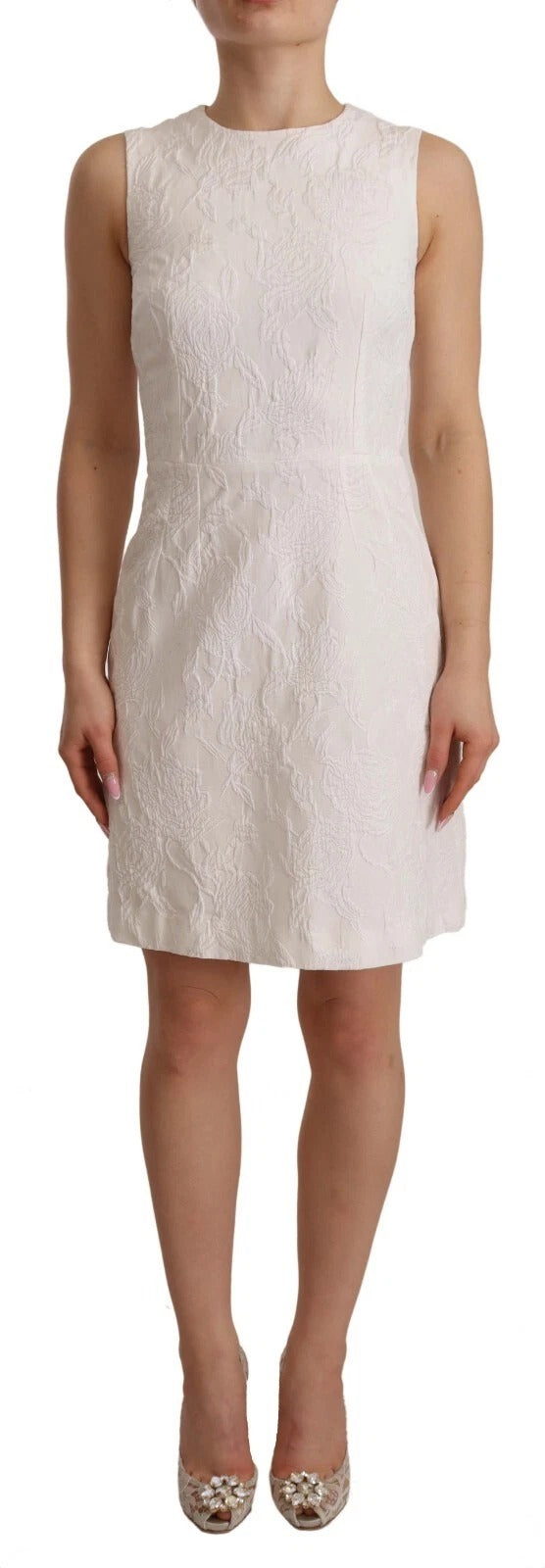 Dolce & Gabbana White Floral Sleeveless Sheath Mini Dress | Regal Royce