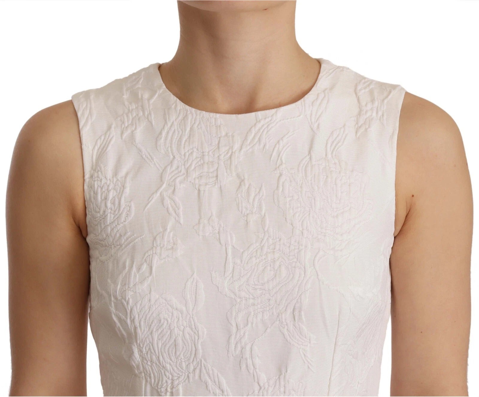 Dolce & Gabbana White Floral Sleeveless Sheath Mini Dress | Regal Royce