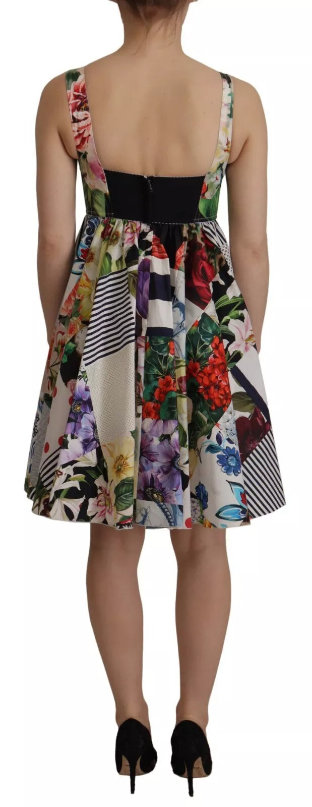 Dolce & Gabbana Multicolor Poplin Floral Mini Flared Dress | Regal Royce