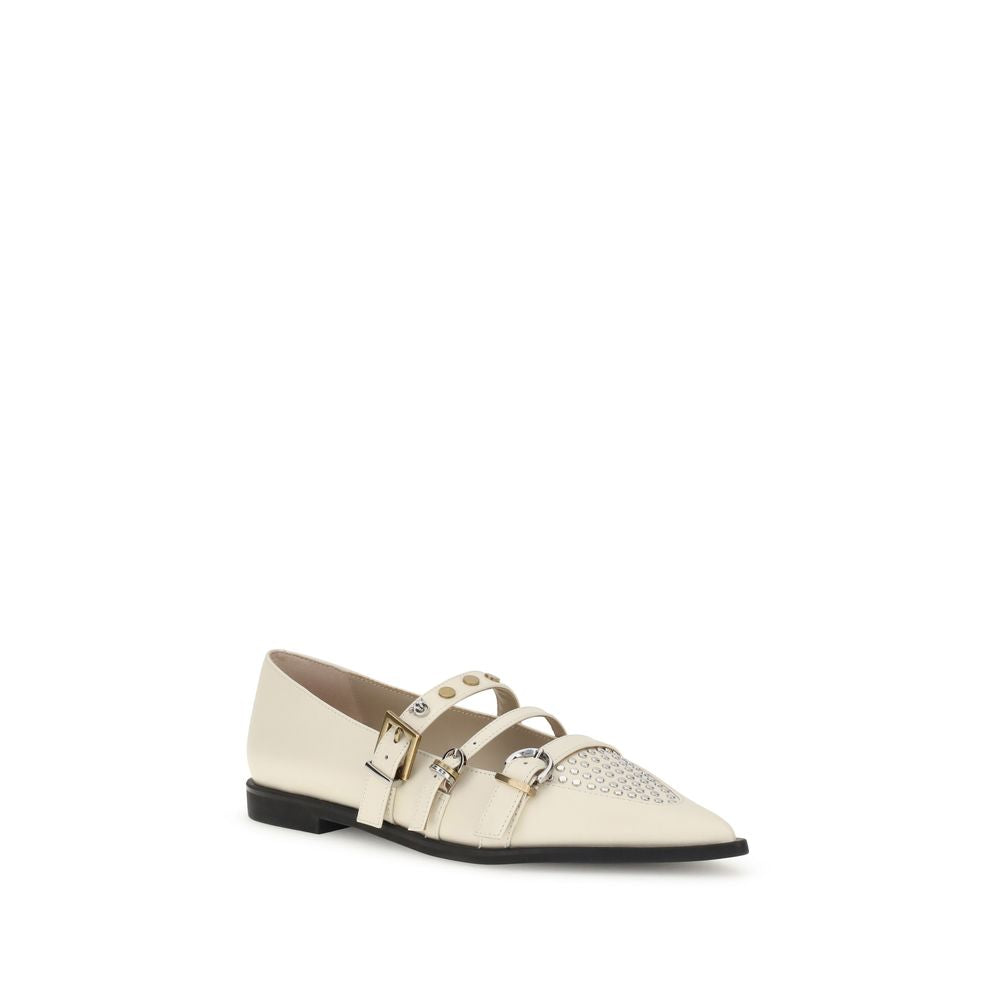 PINKO Cream Leather Ballet Flats | Regal Royce