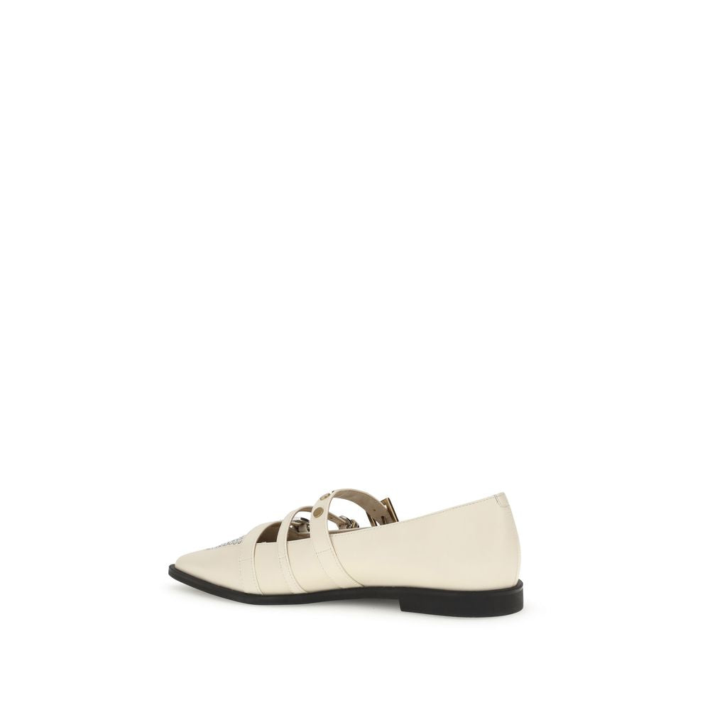 PINKO Cream Leather Ballet Flats | Regal Royce
