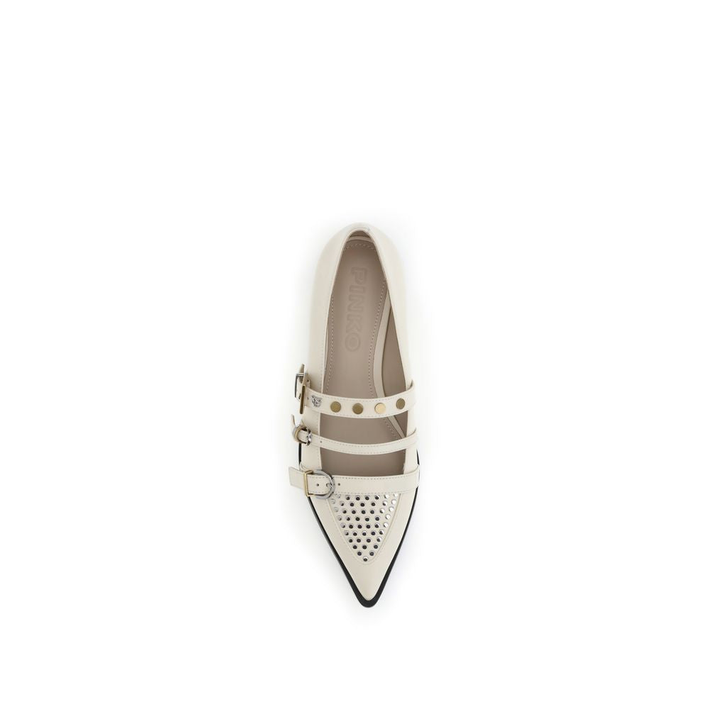 PINKO Cream Leather Ballet Flats | Regal Royce