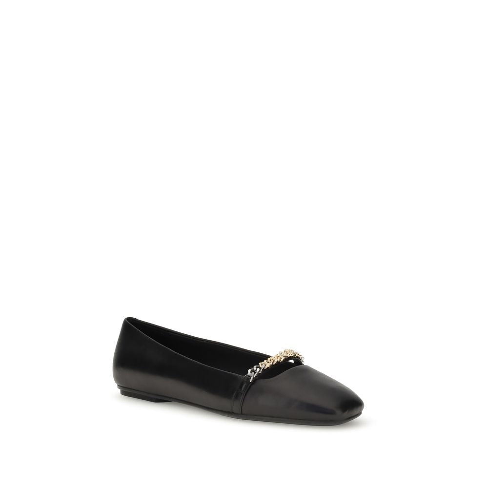 PINKO Black Calf Leather Bos Taurus Ballet Flats | Regal Royce
