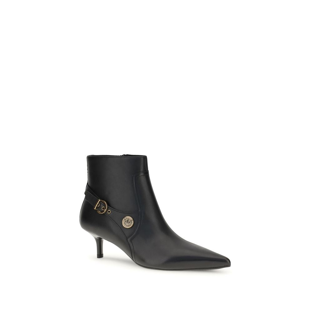 PINKO Black Calf Leather Bos Taurus Ankle Boots | Regal Royce