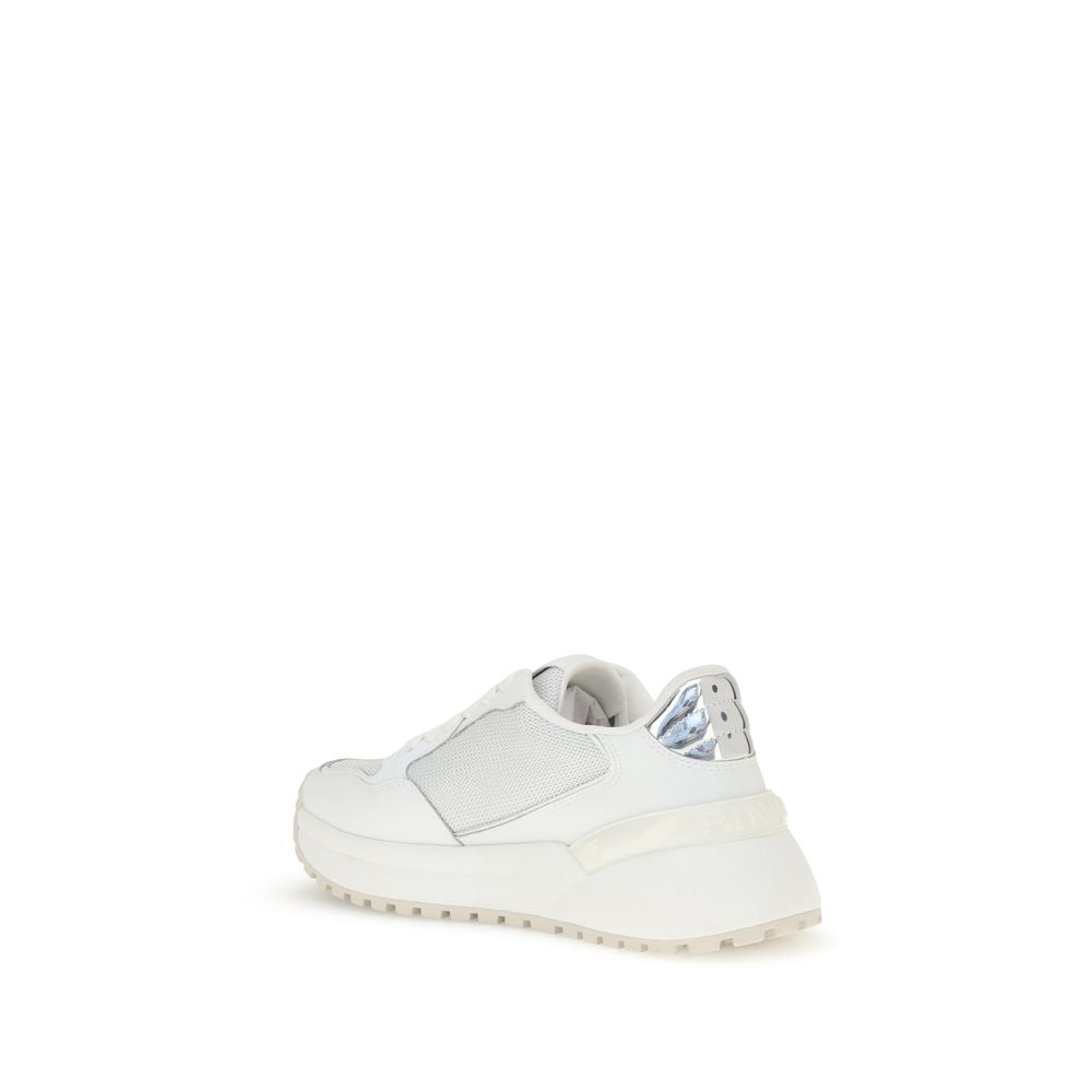 PINKO White Calf Leather Bos Taurus Chunky Sneakers | Regal Royce