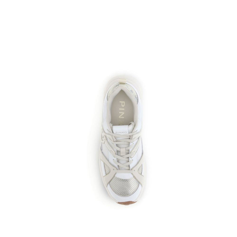 PINKO White Calf Leather Bos Taurus Chunky Sneakers | Regal Royce