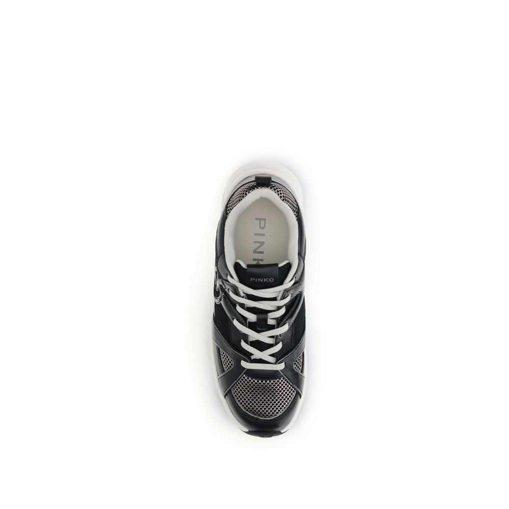 PINKO Black Calf Leather Bos Taurus Chunky Sneakers | Regal Royce
