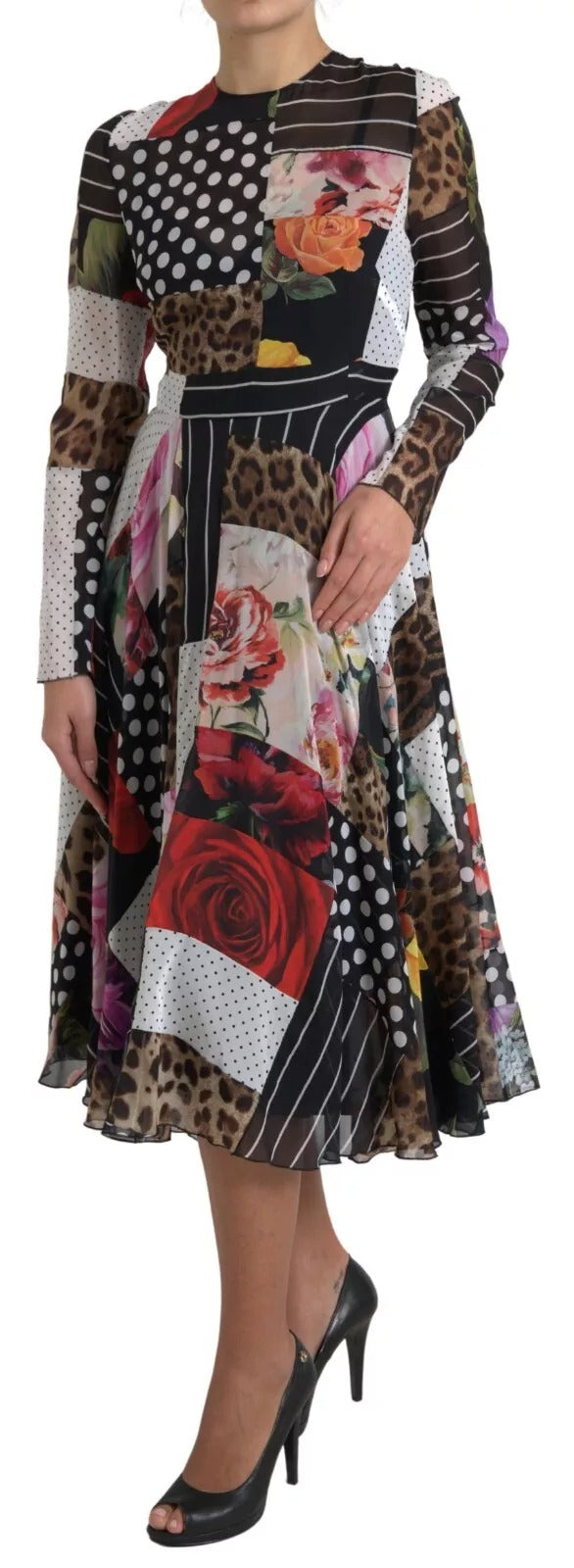 Dolce & Gabbana Multicolor Patchwork Floral Leopard Dress | Regal Royce