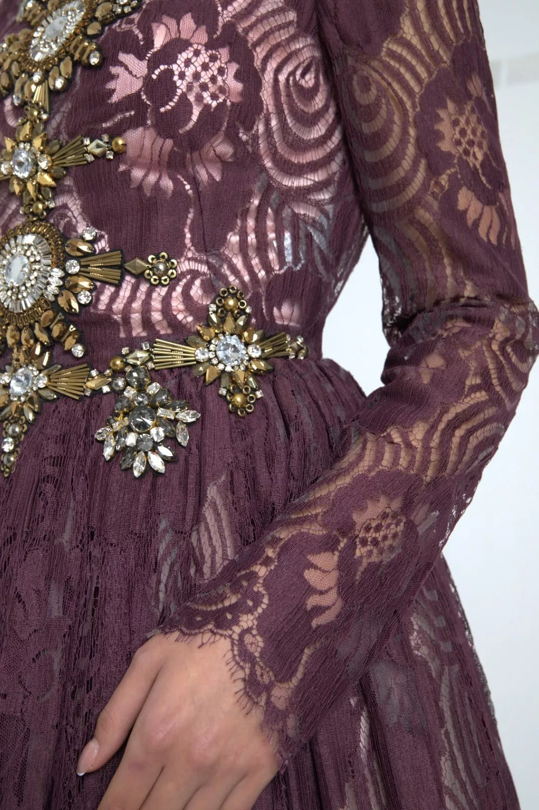 Dolce & Gabbana Purple Viscose Crystal A-Line Gown Dress | Regal Royce
