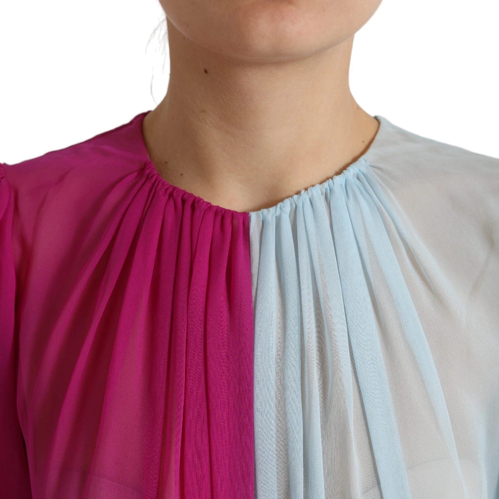 Dolce & Gabbana Light Blue Silk Two Tone Midi Dress | Regal Royce