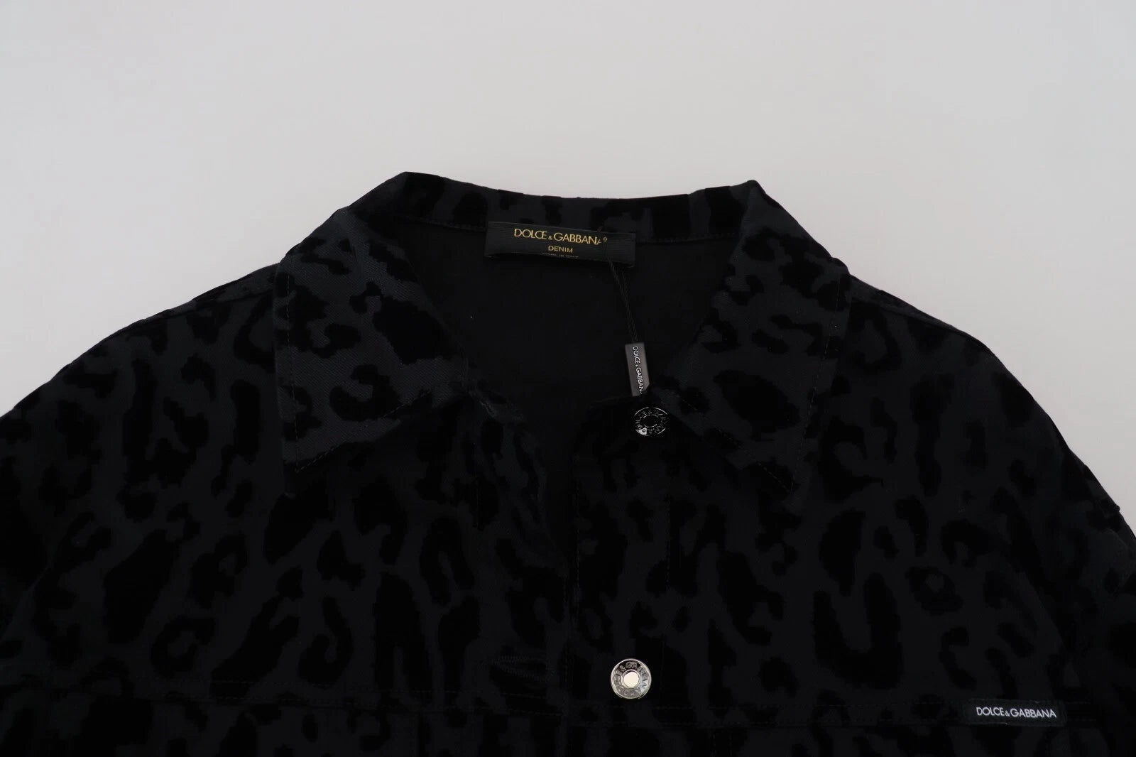 Dolce & Gabbana Cotton Black Leopard Long Sleeve Denim Jacket | Regal Royce