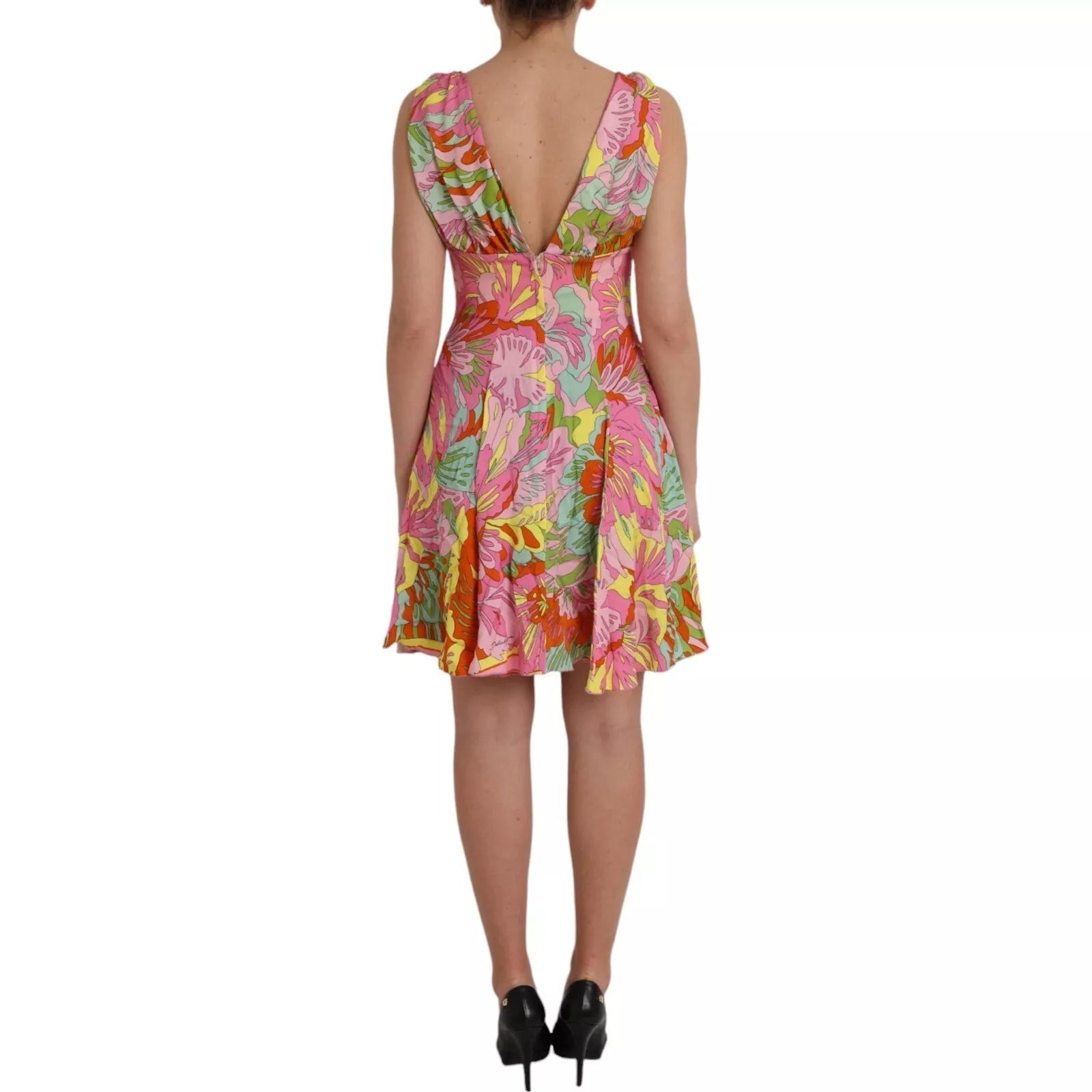 Dolce & Gabbana Multicolor Floral Silk Flared Mini Dress | Regal Royce