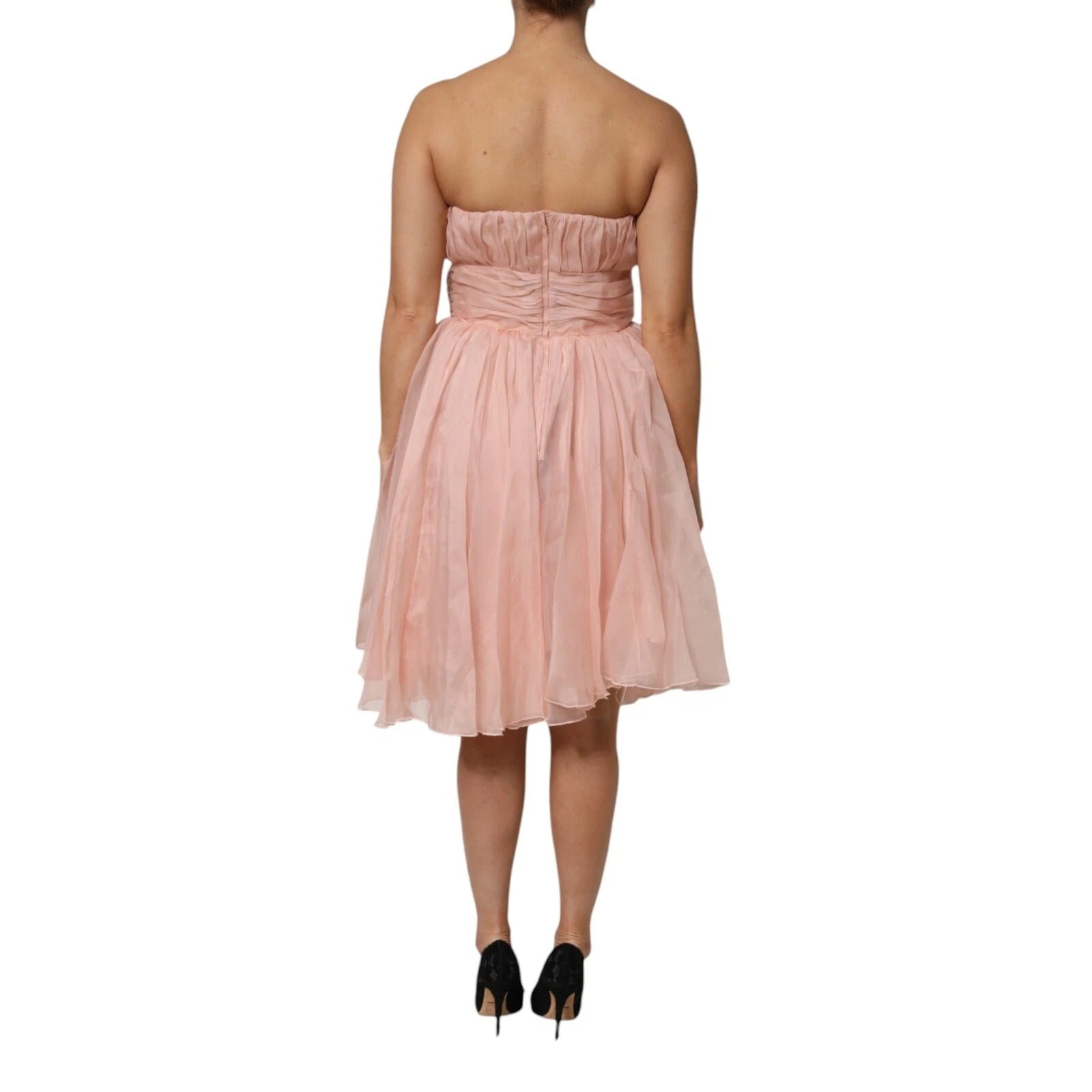 Dolce & Gabbana Pink Silk Chiffon A-line Pleated Midi Dress | Regal Royce