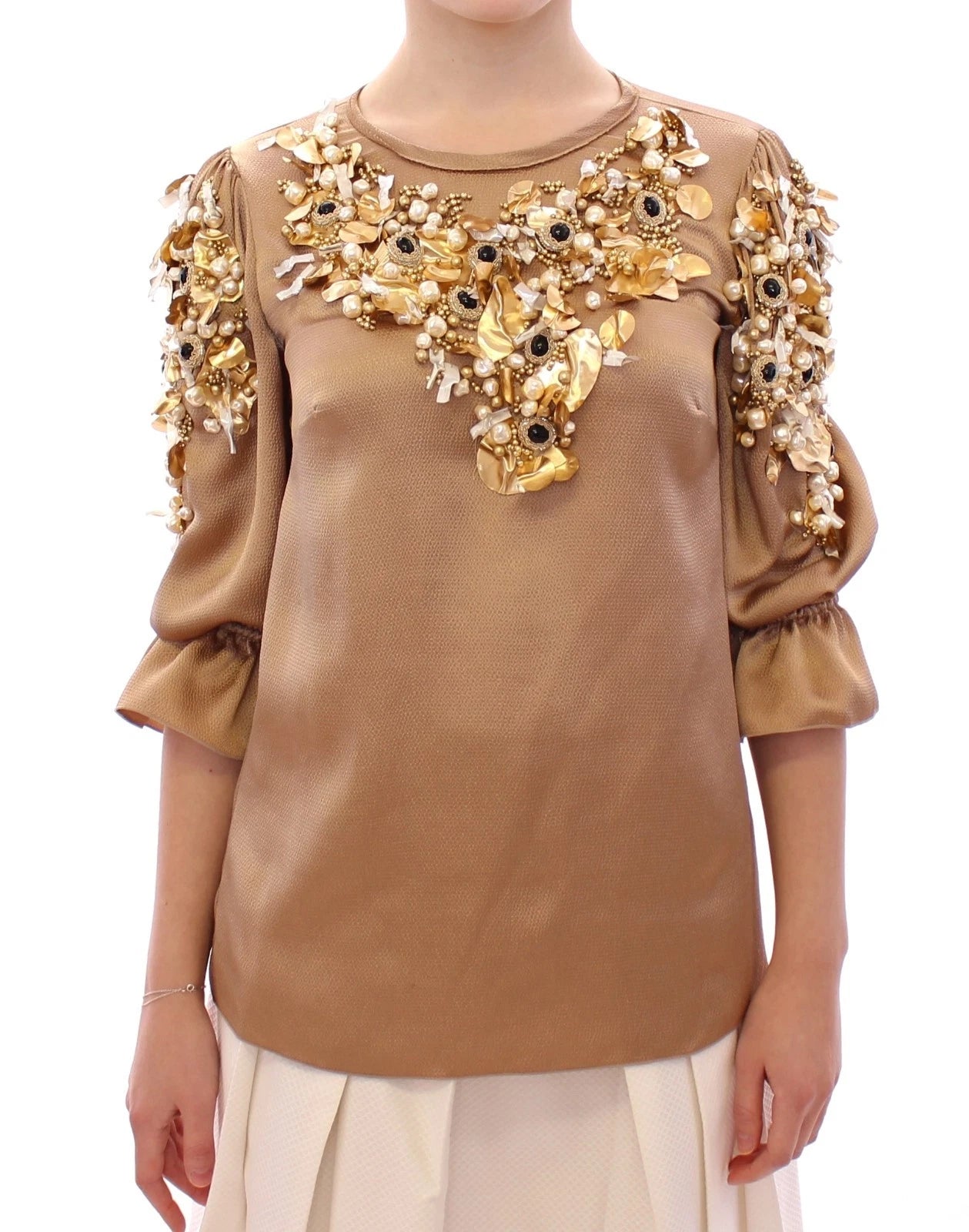 Dolce & Gabbana Gold SPECIAL Piece Runway Crystal Blouse | Regal Royce