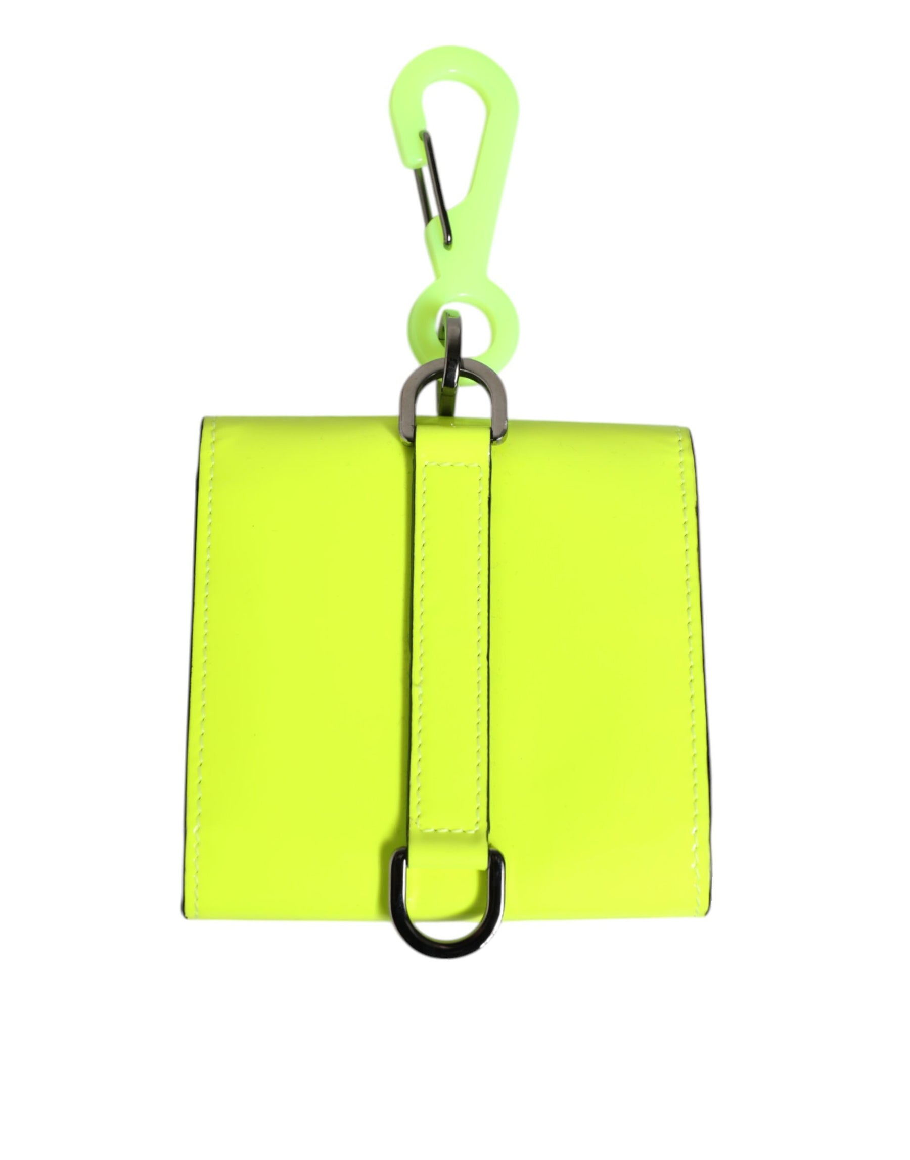 Dolce & Gabbana Yellow Green Bifold DG Logo Neck Strap Cardholder Wallet | Regal Royce