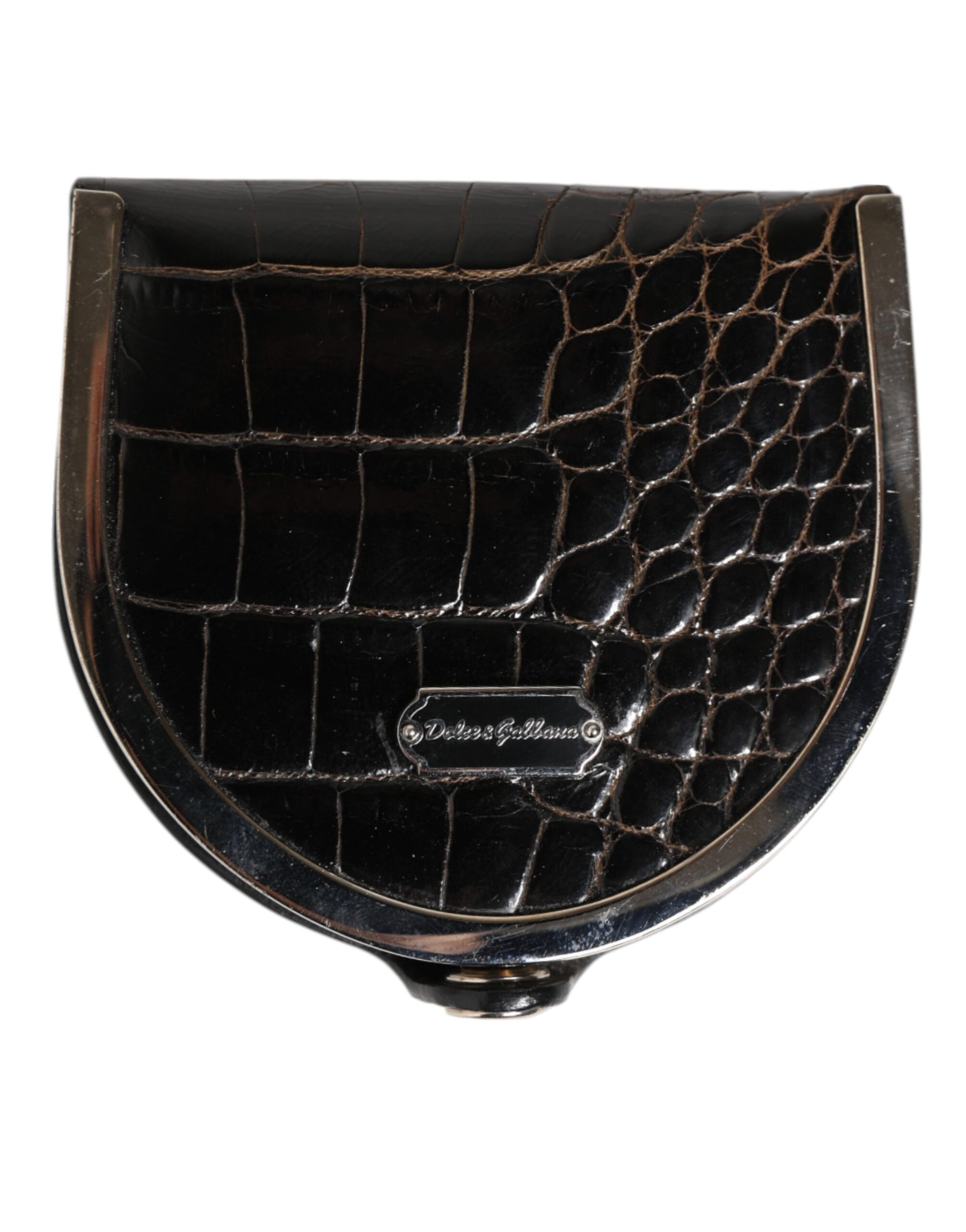 Dolce & Gabbana Black Polished Crocodile Leather Mens Coin Purse Wallet | Regal Royce