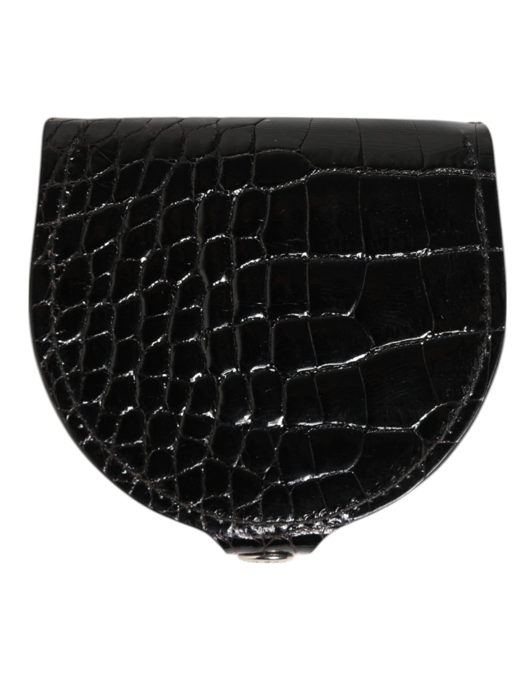 Dolce & Gabbana Black Polished Crocodile Leather Mens Coin Purse Wallet | Regal Royce