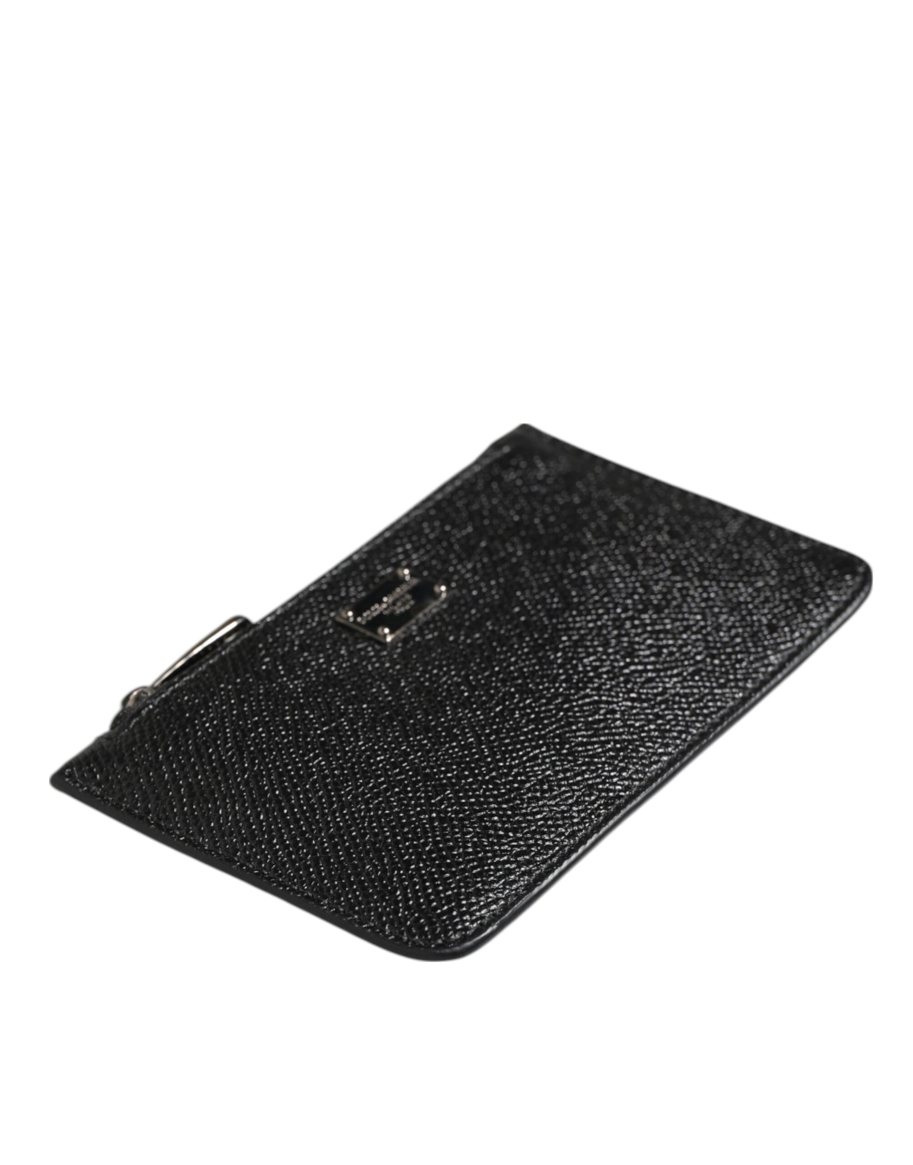 Dolce & Gabbana Black Leather Chain Link Mens Coin Purse Key Clip Holder Wallet | Regal Royce