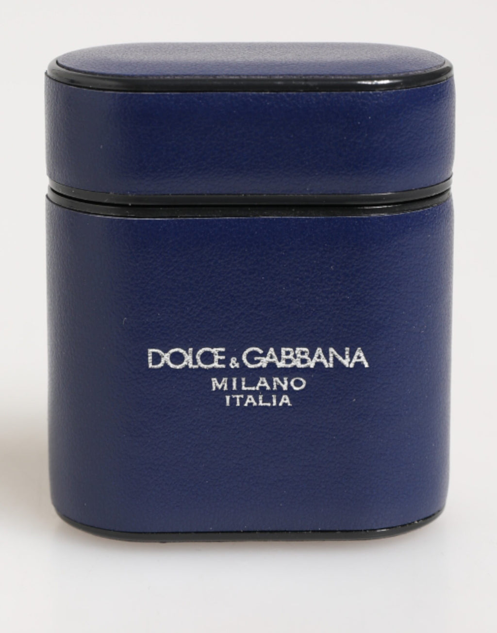Dolce & Gabbana Blue Leather Logo Print Flip Holder Men Airpods Case