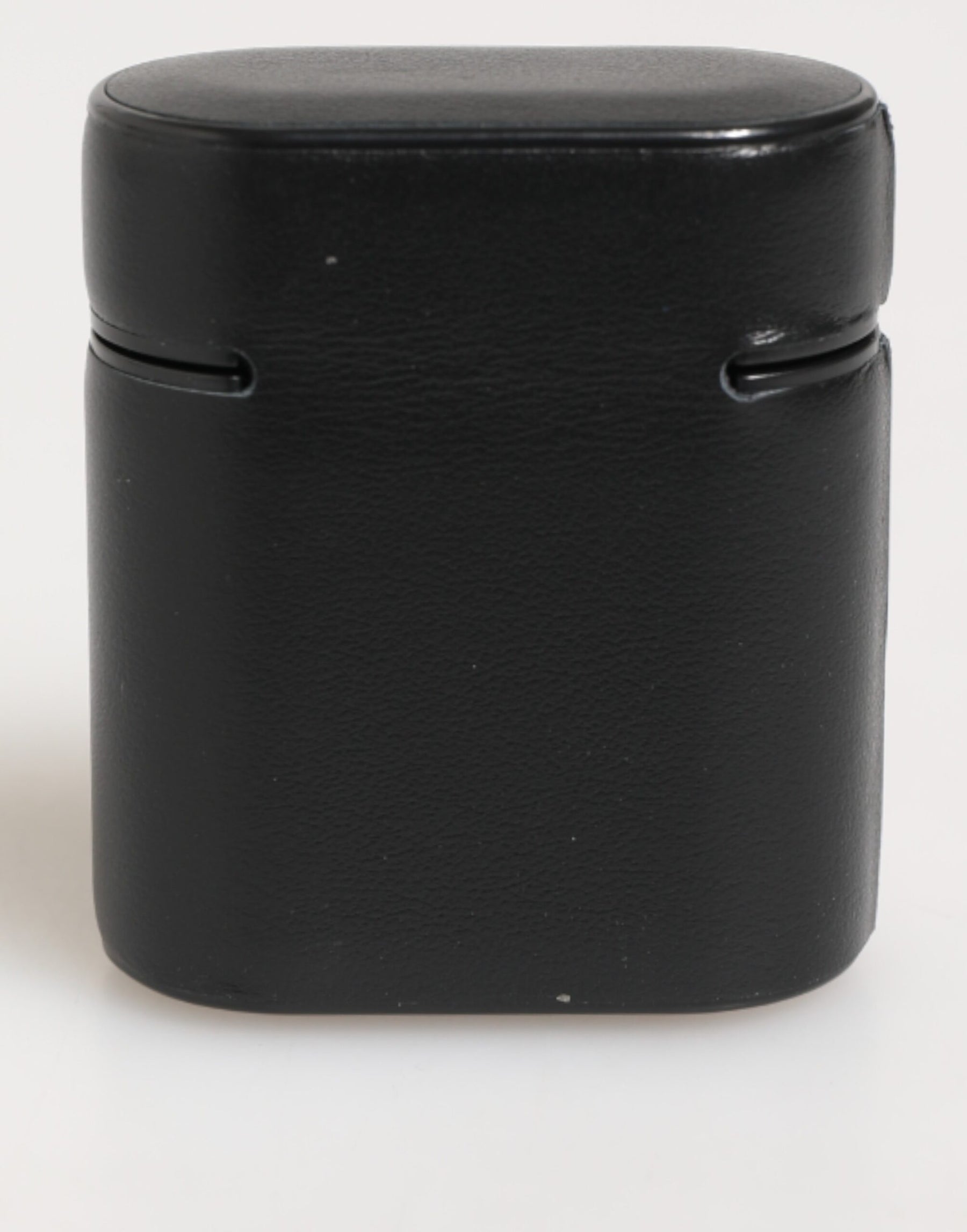 Dolce & Gabbana Black Calfskin Leather Logo Print Flip Holder Airpods Case | Regal Royce