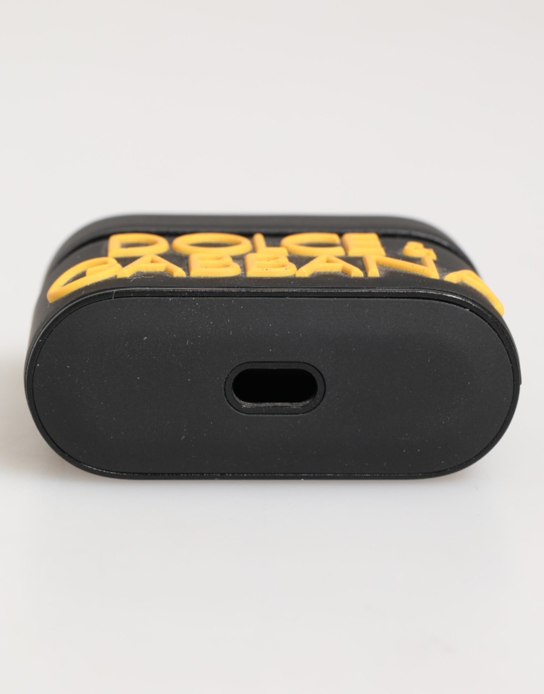 Dolce & Gabbana Black Yellow Rubber Logo Embossed Accessory Airpods Case | Regal Royce