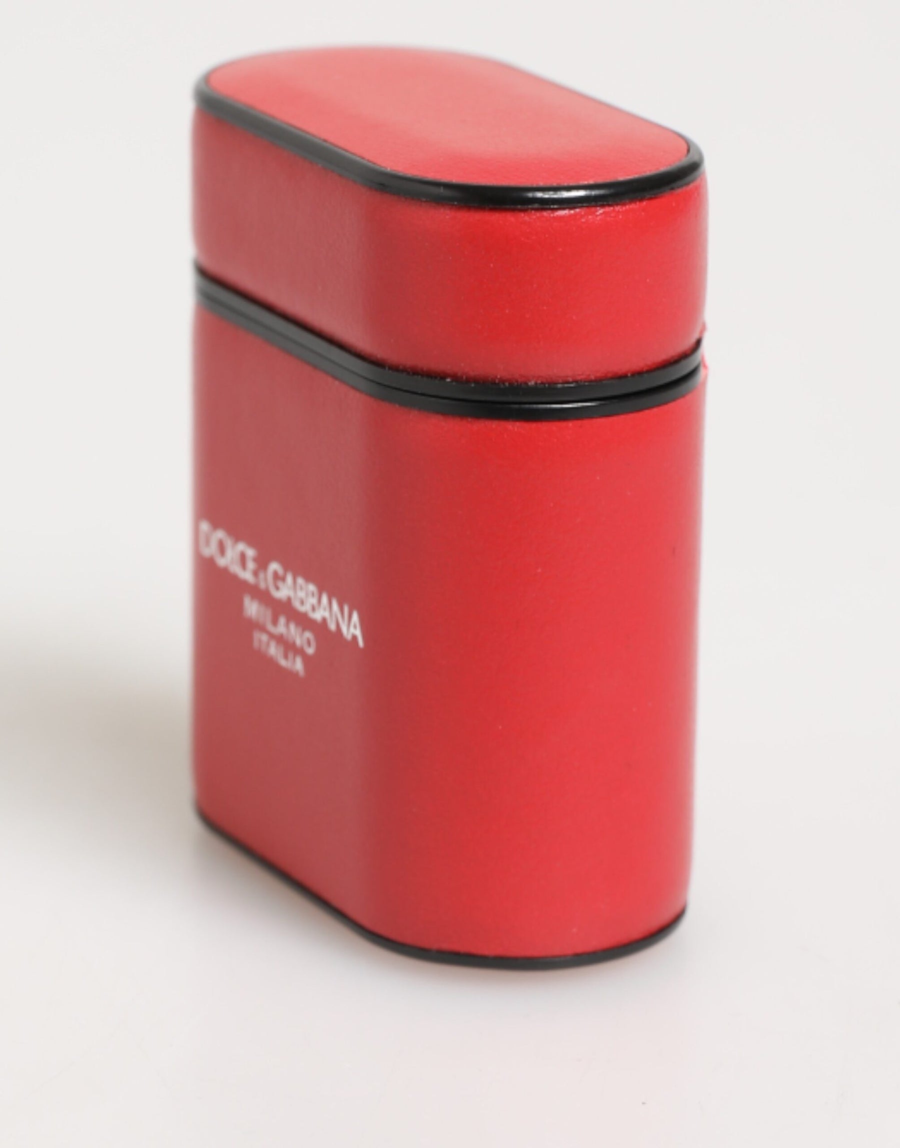 Dolce & Gabbana Red White Calfskin Leather Logo Flip Holder Airpods Case | Regal Royce