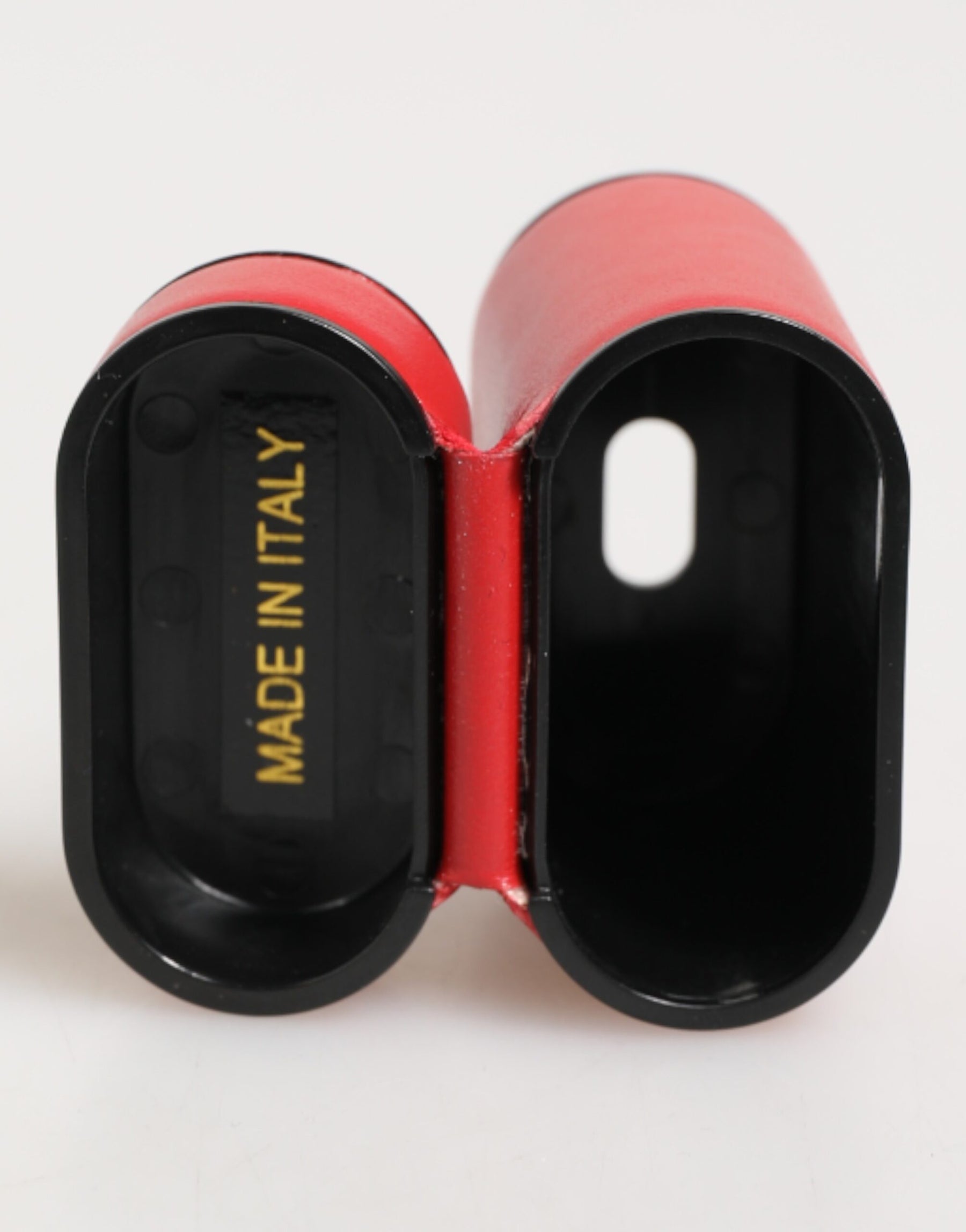Dolce & Gabbana Red White Calfskin Leather Logo Flip Holder Airpods Case | Regal Royce