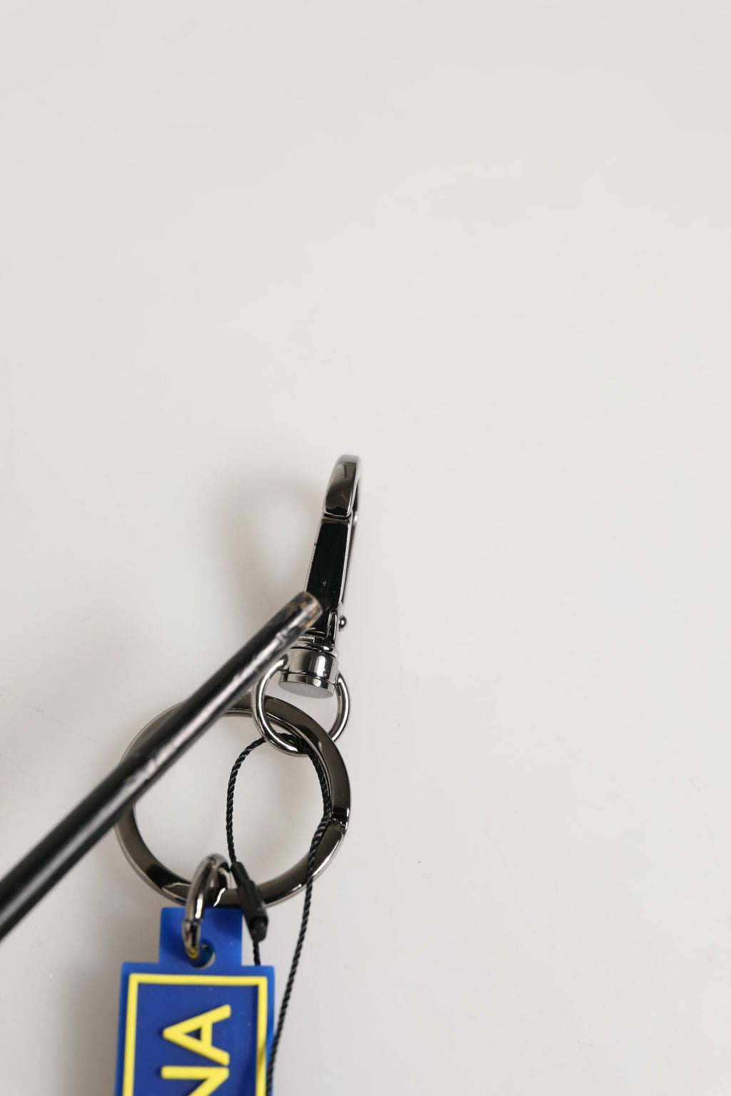 Dolce & Gabbana Blue Yellow DG Rubber Logo Silver Men's Keychain  Keyring