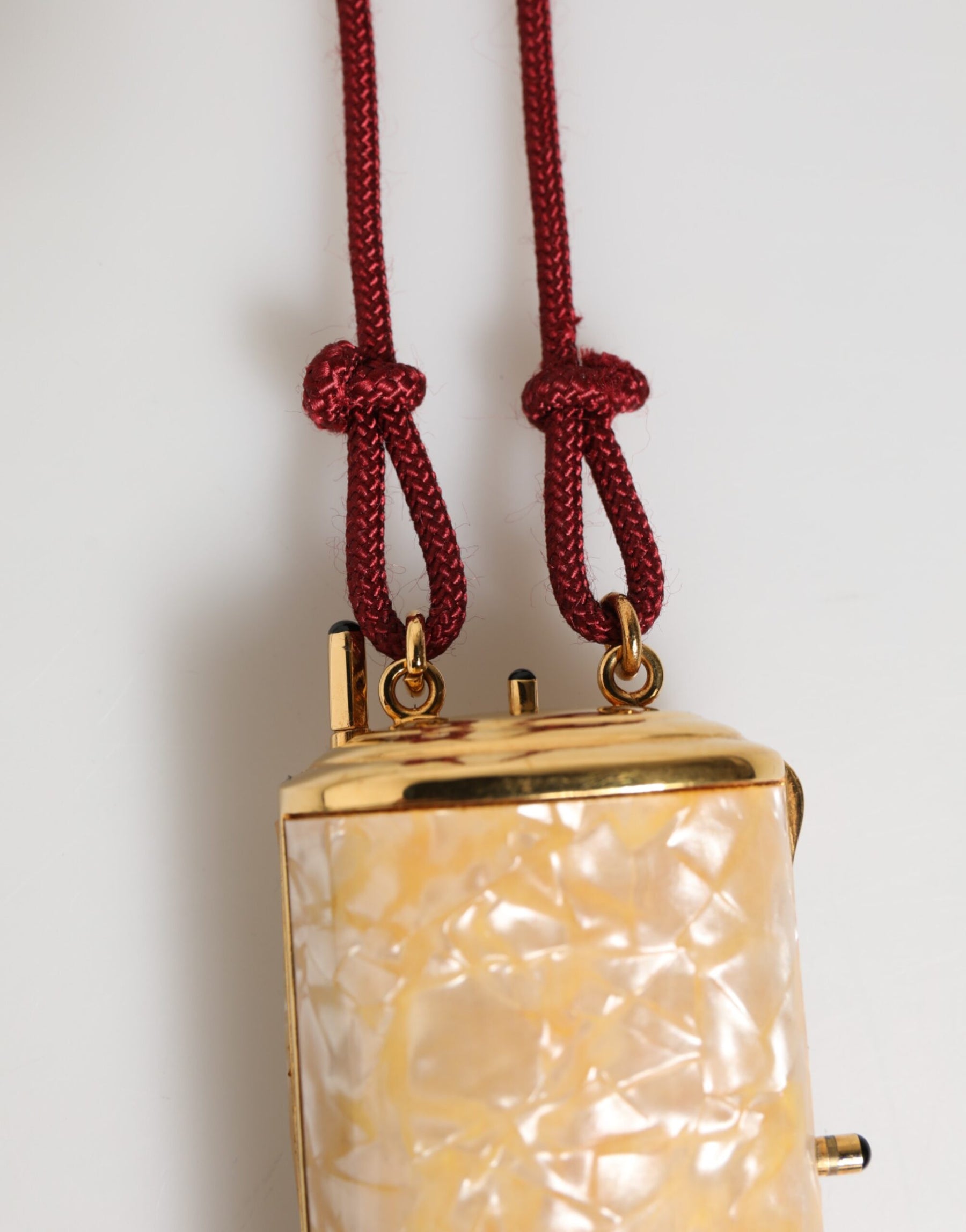 Dolce & Gabbana White Resin Gold Metal Crossbody Mini Purse Pendant Bag | Regal Royce