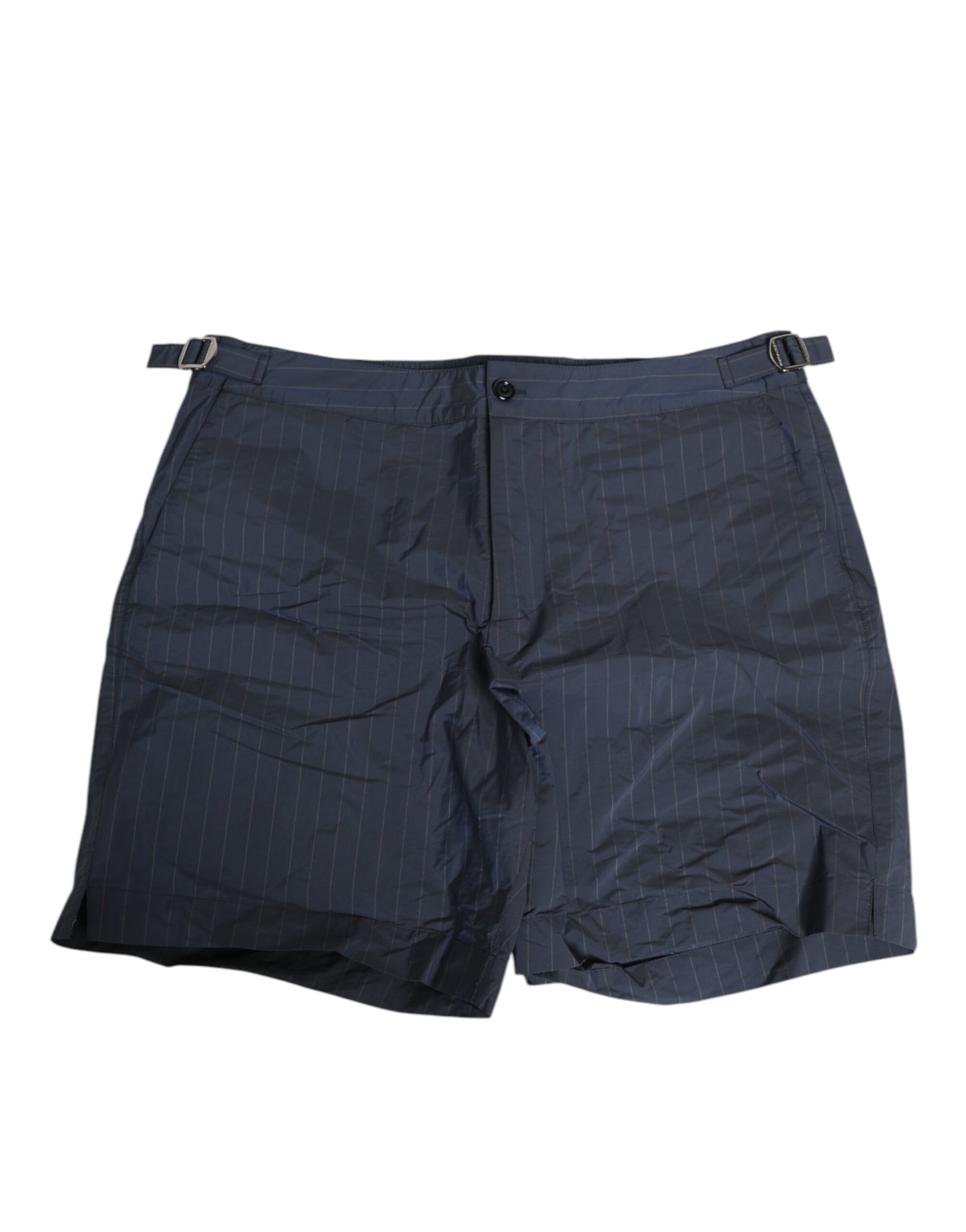 Dolce & Gabbana Navy Blue Polyester Pinstripe Men Shorts Swimwear | Regal Royce