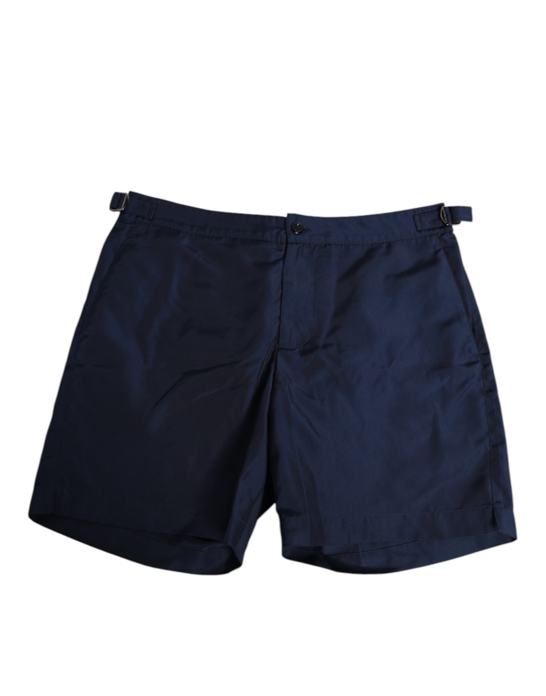 Dolce & Gabbana Navy Blue Polyester Logo Buckle Waist Swimwear | Regal Royce
