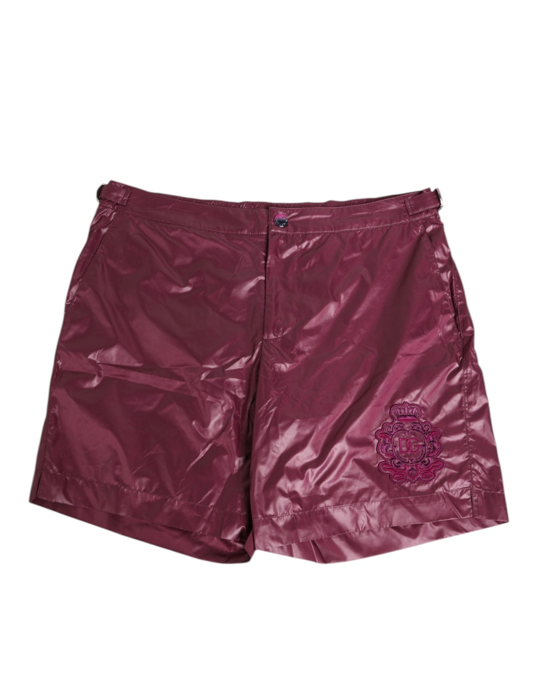 Dolce & Gabbana Burgundy Polyester Logo Embossed Crest Swimwear | Regal Royce