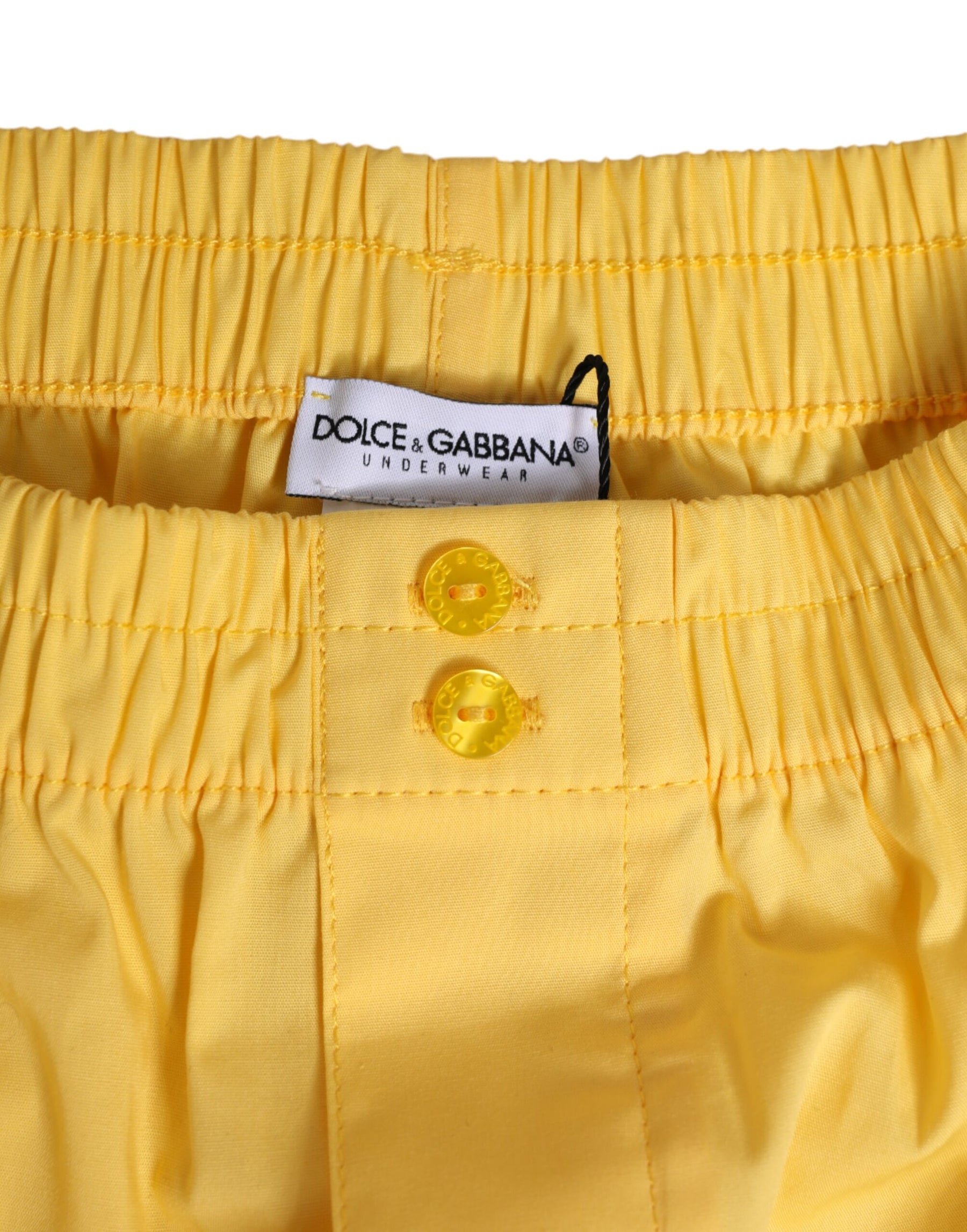 Dolce & Gabbana Yellow Cotton Elastic Waistband Short Swimwear | Regal Royce