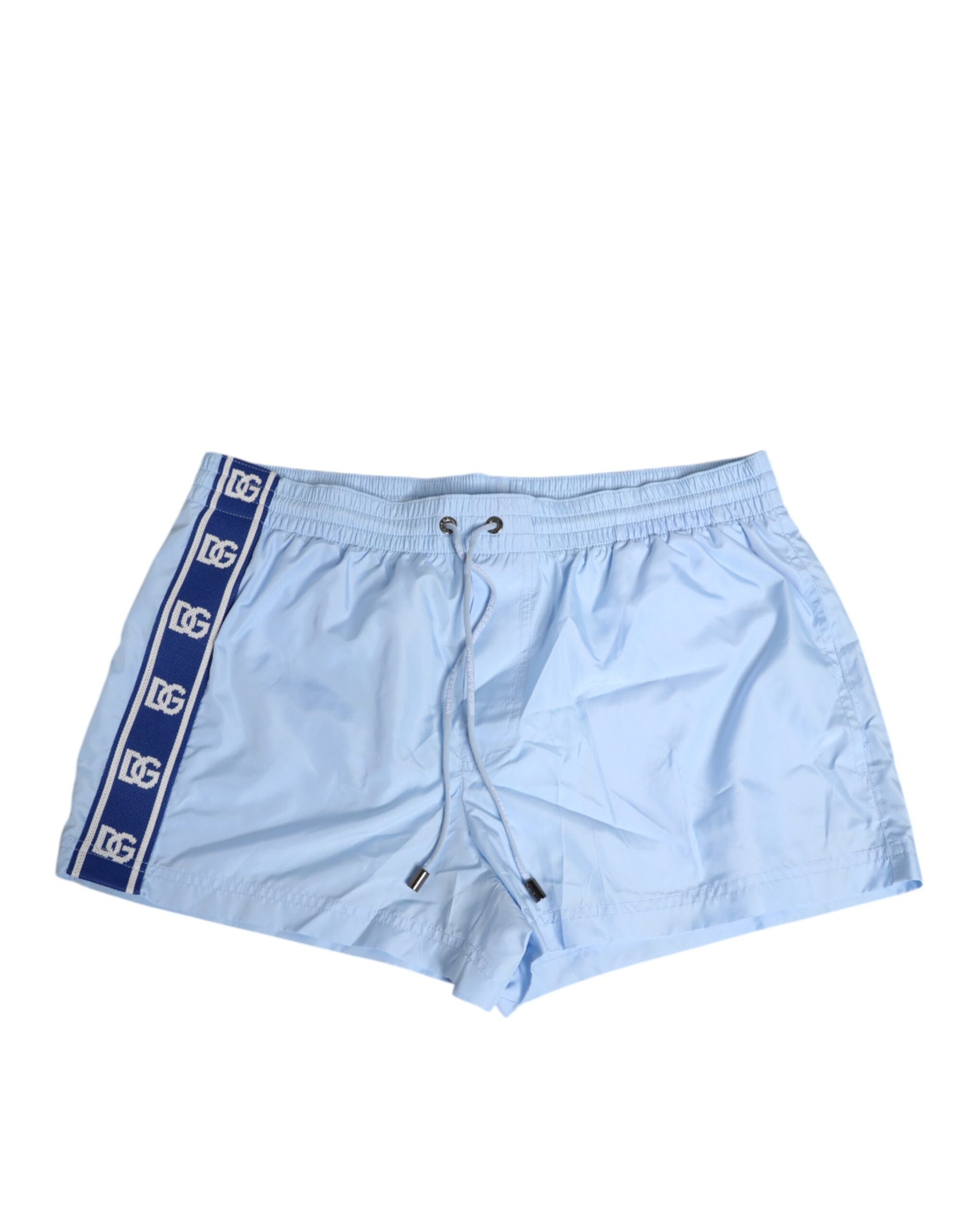Dolce & Gabbana Light Blue Nylon DG Logo Tape Men Shorts Swimwear | Regal Royce