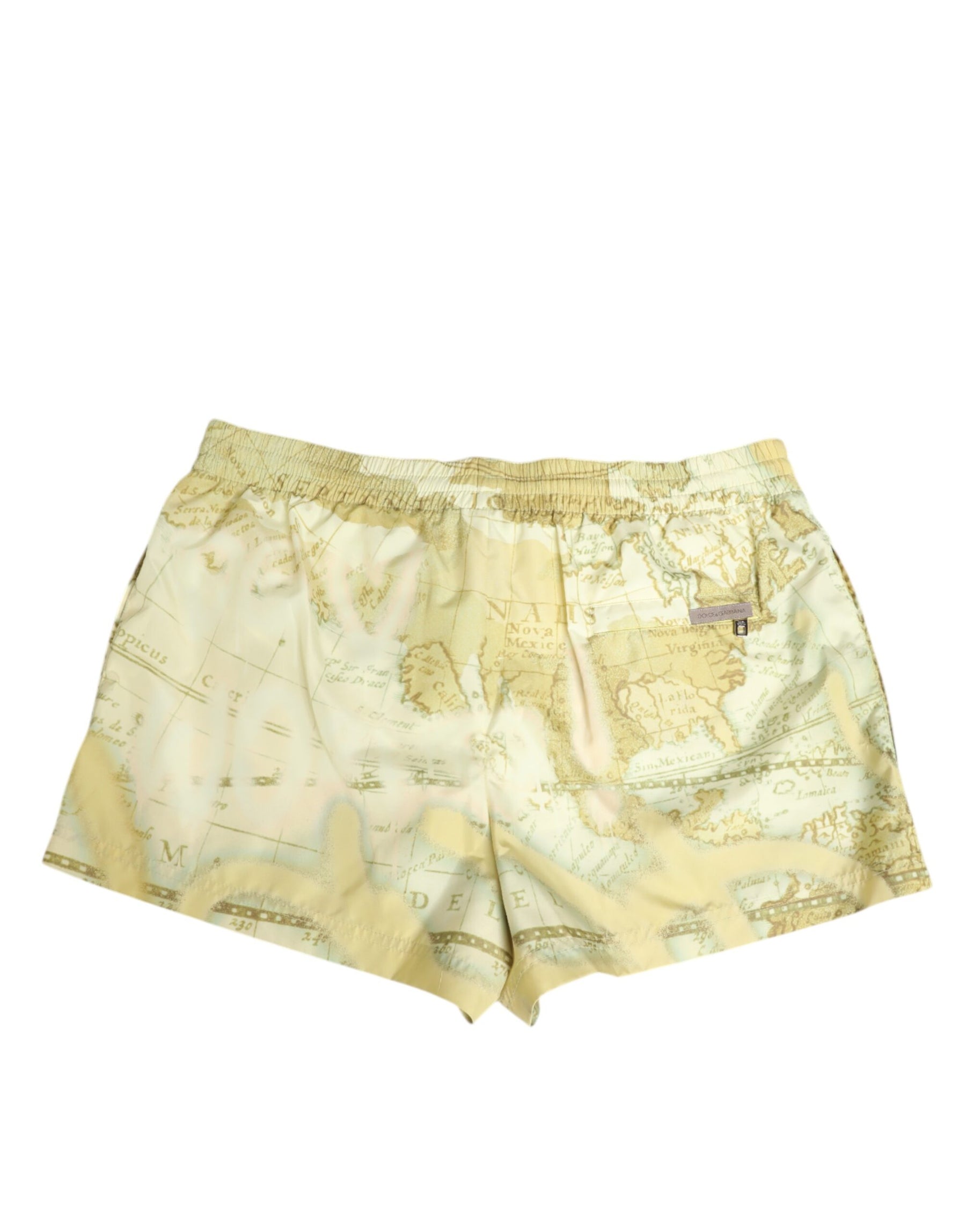 Dolce & Gabbana Yellow World Map Polyester Elastic Waistband Swimwear | Regal Royce